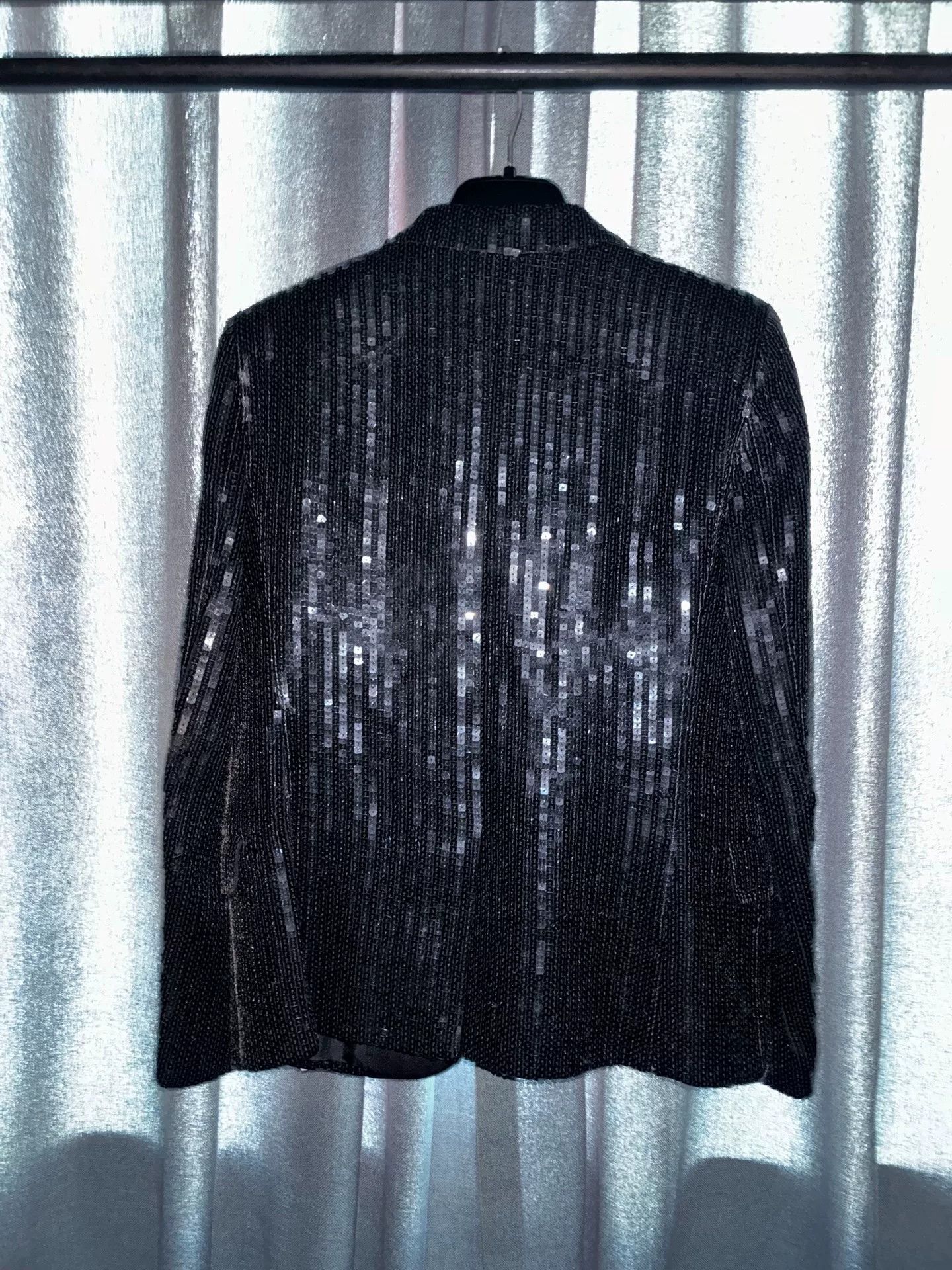 Saint Laurent Paris Saint Laurent Black Sequin Smoking Jacket Size M / US 6-8 / IT 42-44 - 2 Thumbnail