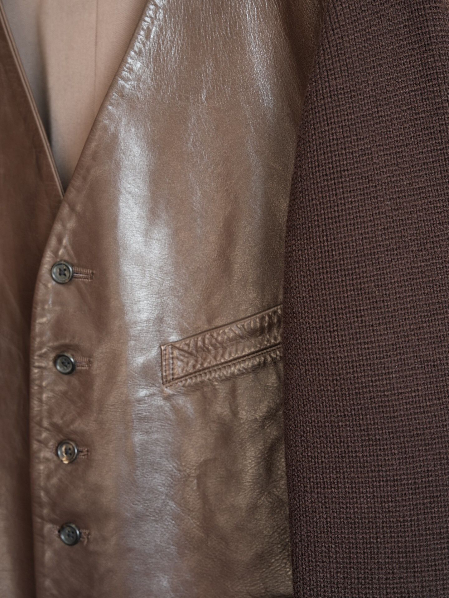 Yohji Yamamoto Yohji Yamamoto Knit and Leather Short Jacket Size US M / EU 48-50 / 2 - 3 Thumbnail