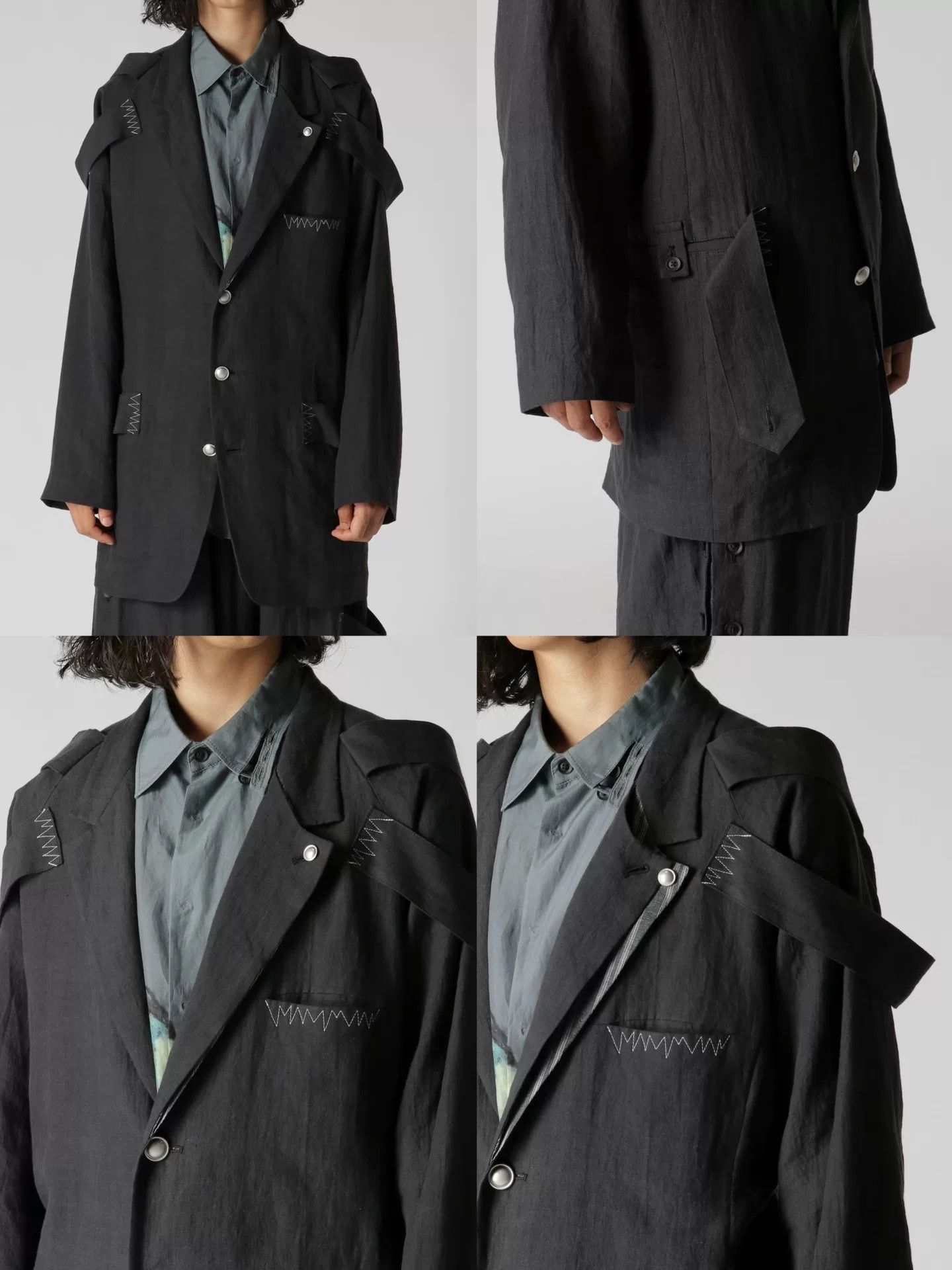 Yohji Yamamoto Yohji Yamamoto Half-Length Jacket with Silver Buttons Size US S / EU 44-46 / 1 - 7 Thumbnail