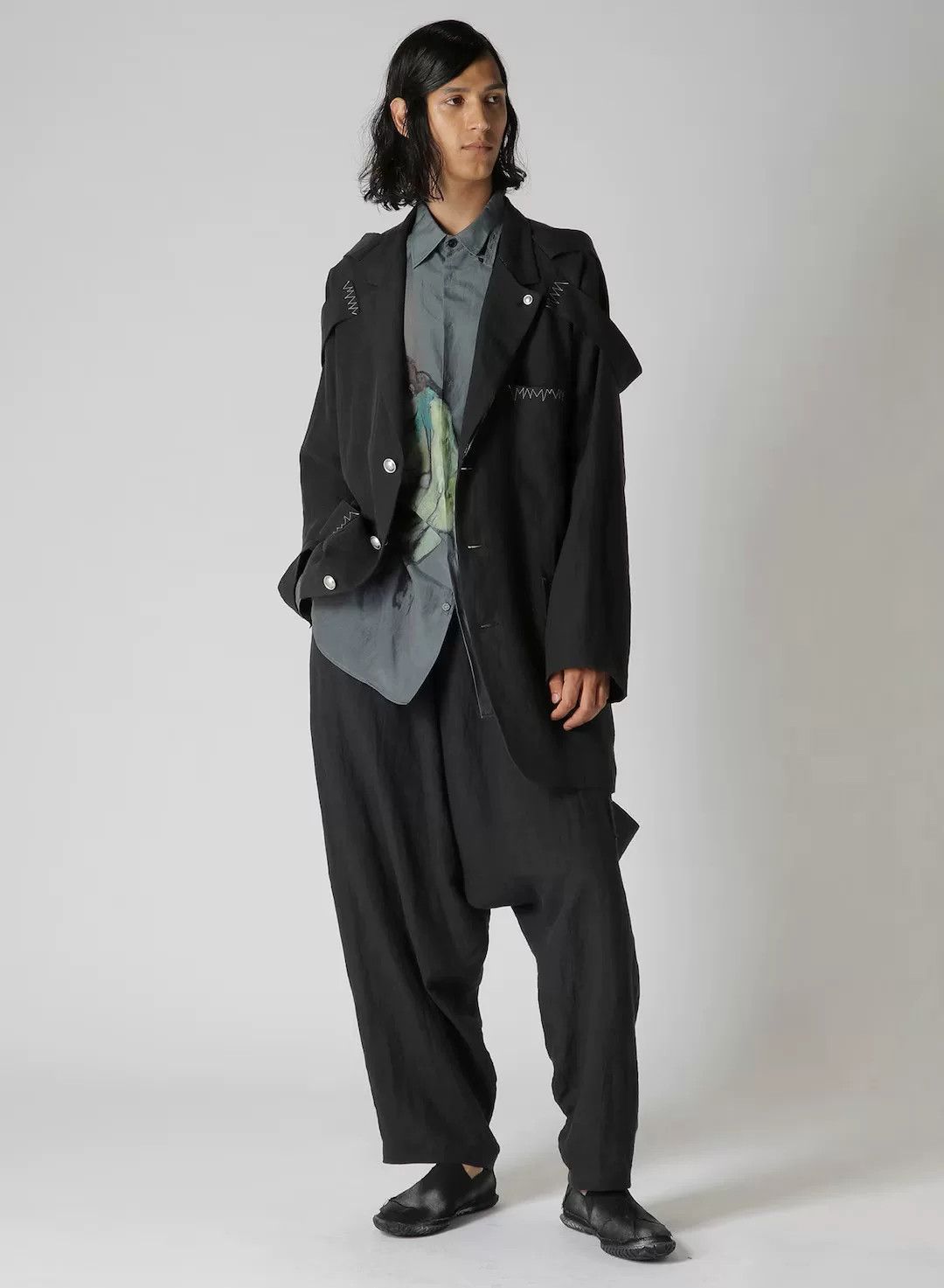 Yohji Yamamoto Yohji Yamamoto Half-Length Jacket with Silver Buttons Size US S / EU 44-46 / 1 - 5 Thumbnail