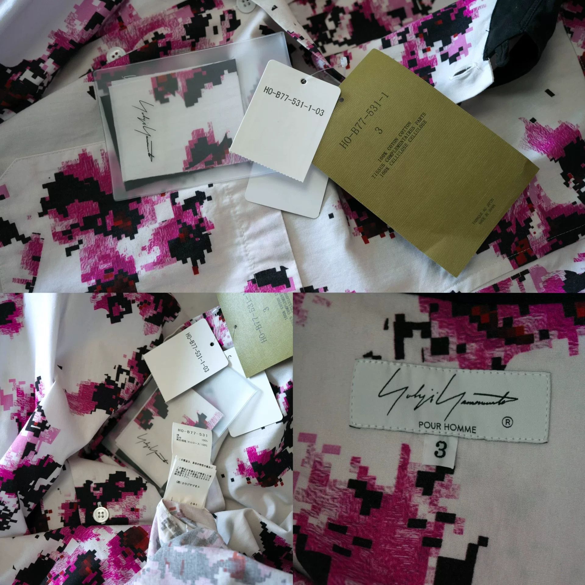 Yohji Yamamoto Yohji Yamamoto Floral Shirt with Black Collar Size L / US 10 / IT 46 - 9 Thumbnail