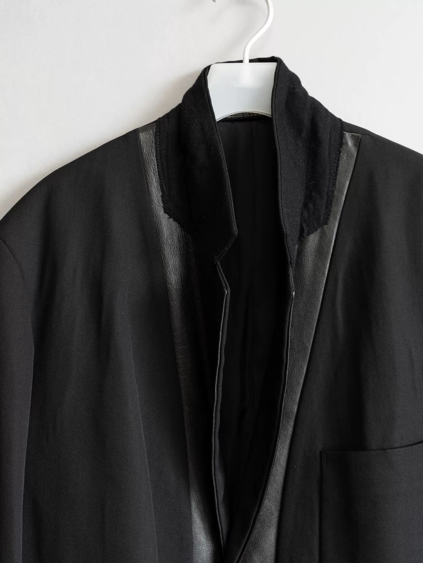 Yohji Yamamoto Yohji Yamamoto Black Wool Coat with Leather Size US S / EU 44-46 / 1 - 5 Thumbnail