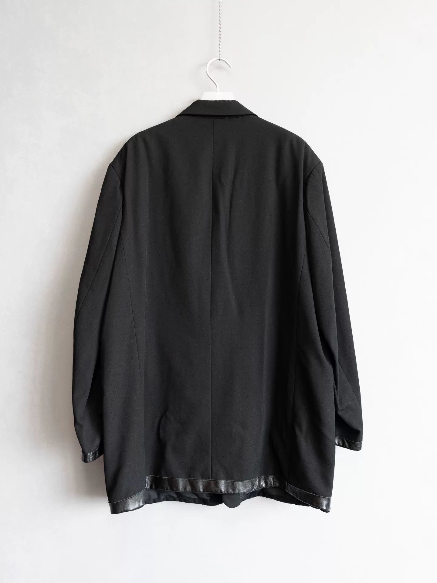 Yohji Yamamoto Yohji Yamamoto Black Wool Coat with Leather Size US S / EU 44-46 / 1 - 2 Thumbnail