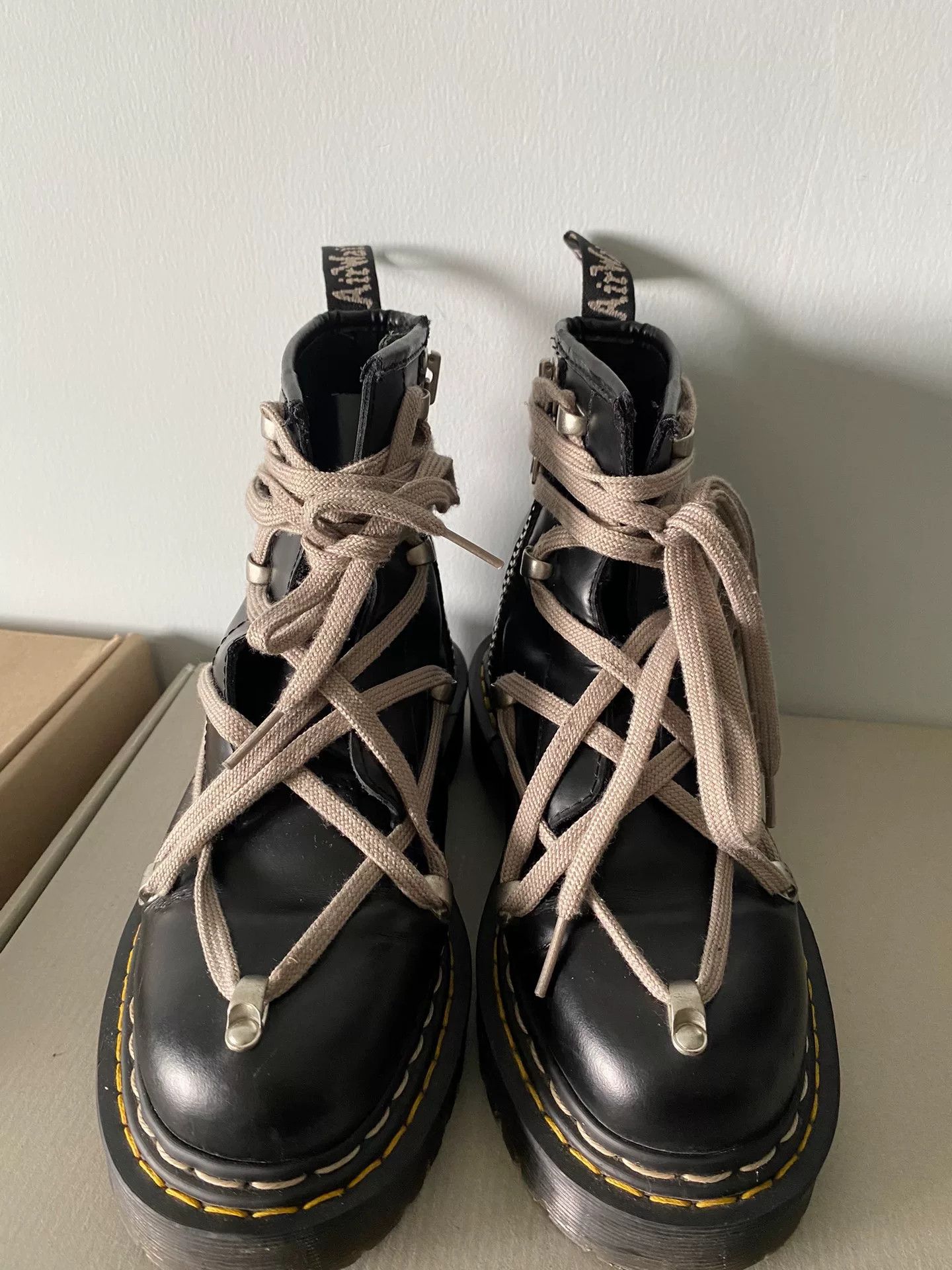 Rick Owens rick owens x dr. martens black lace-up boots Size US 6 / IT 36 - 2 Thumbnail