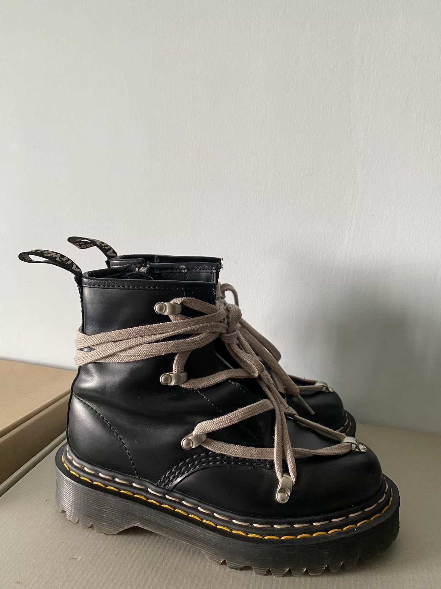 Rick Owens rick owens x dr. martens black lace-up boots Size US 6 / IT 36 - 3 Thumbnail