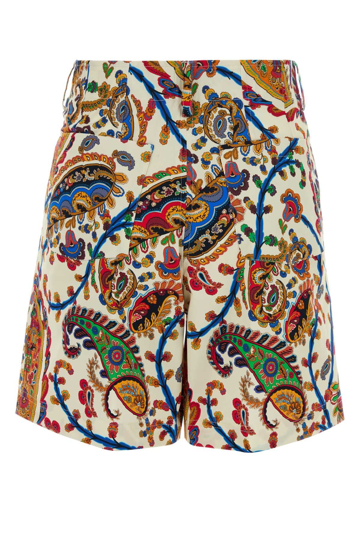 Etro Printed Stretch Cotton Shorts Size 26" / US 2 / IT 38 - 2 Thumbnail