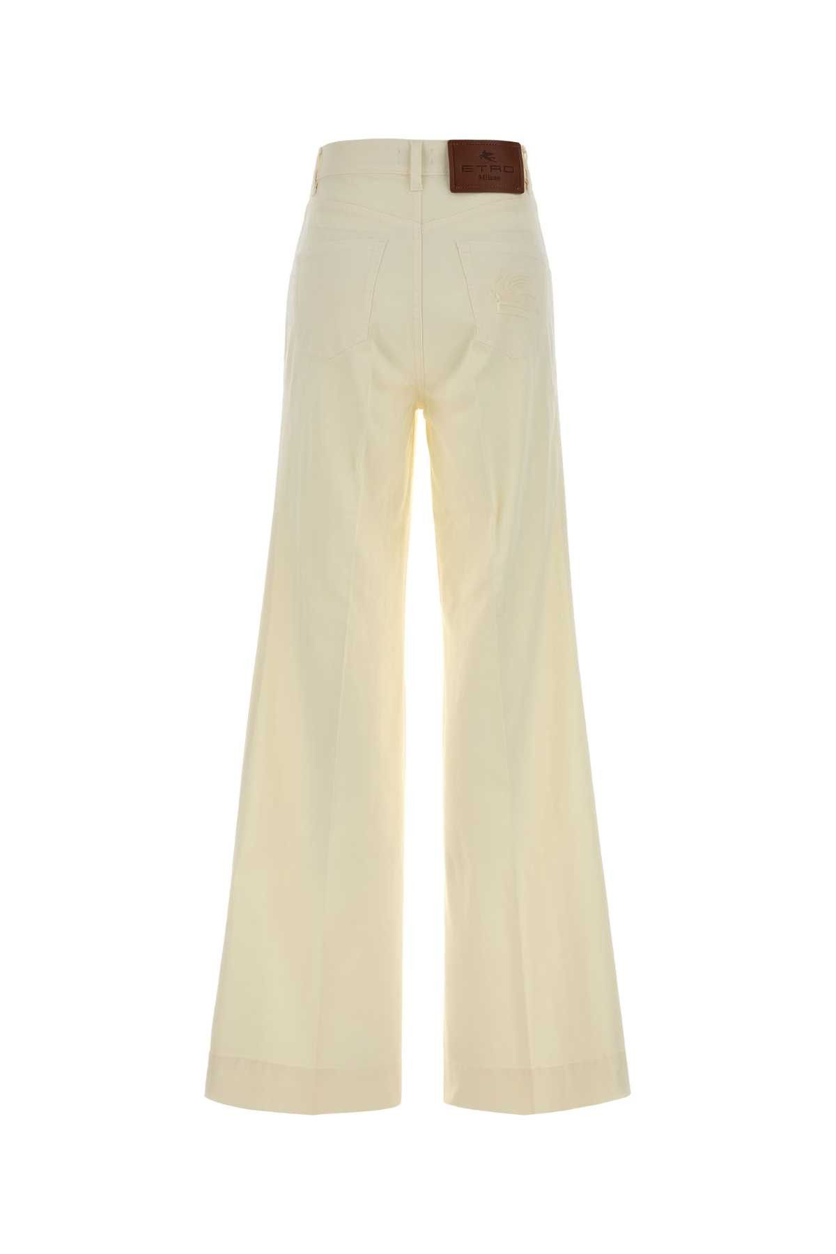 Etro Ivory Stretch Cotton Wide-Leg Pant Size 26" / US 2 / IT 38 - 2 Thumbnail