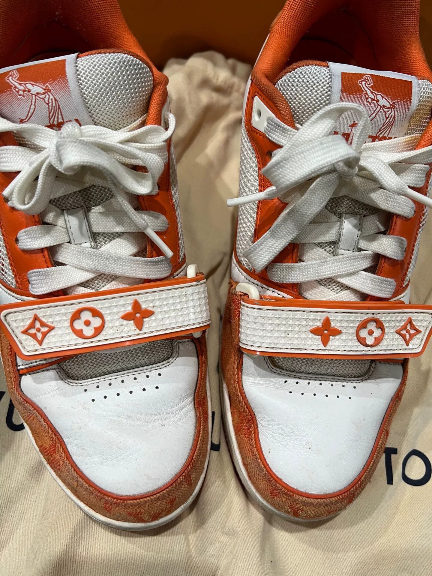 Louis Vuitton louis vuitton orange white velcro trainers Size US 6 / EU 39 - 3 Thumbnail