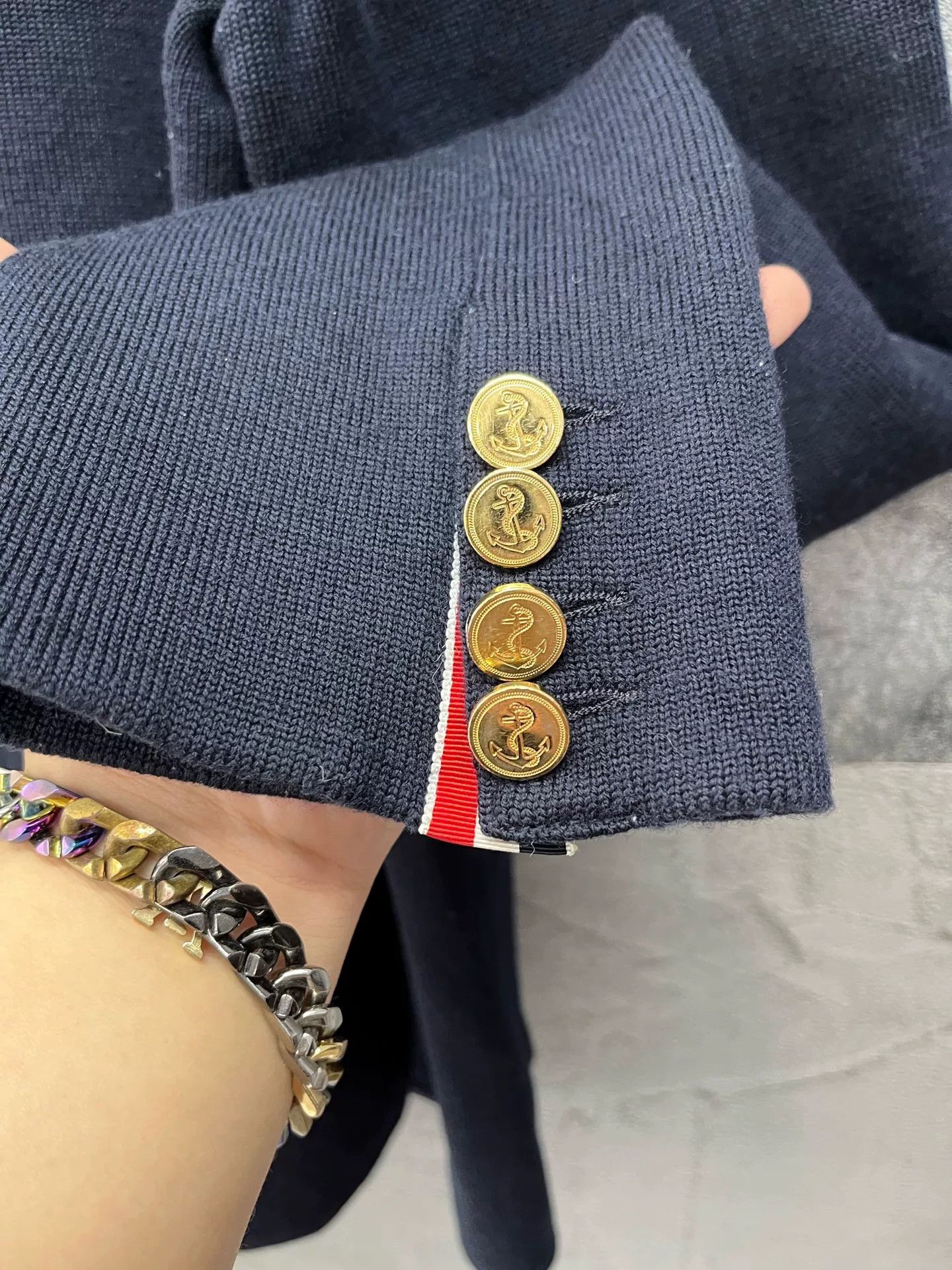 Thom Browne thom browne navy wool knit jacket Size US L / EU 52-54 / 3 - 5 Thumbnail