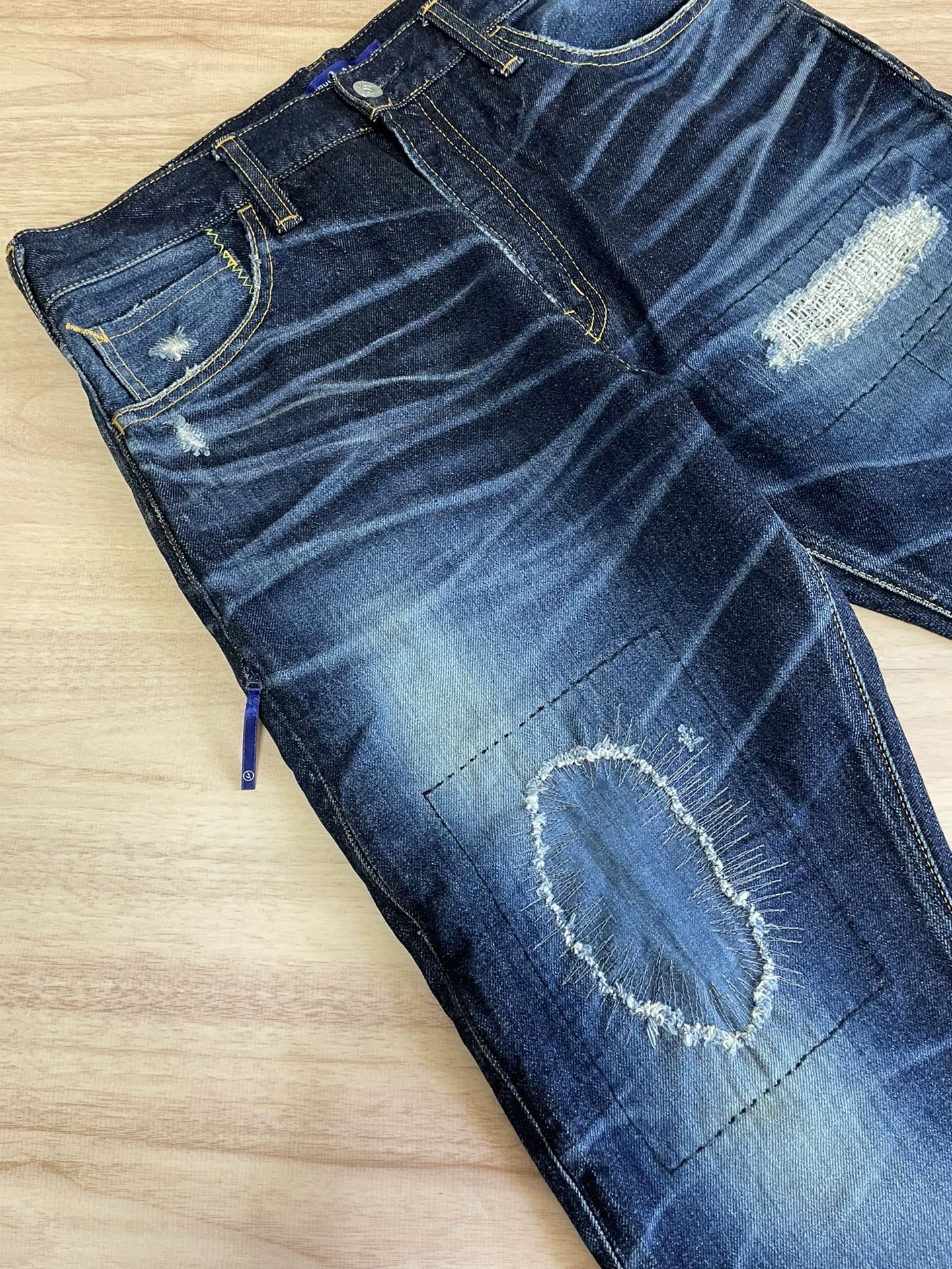 Evisu denim by vanquish distressed cropped jeans Size US 32 / EU 48 - 6 Thumbnail