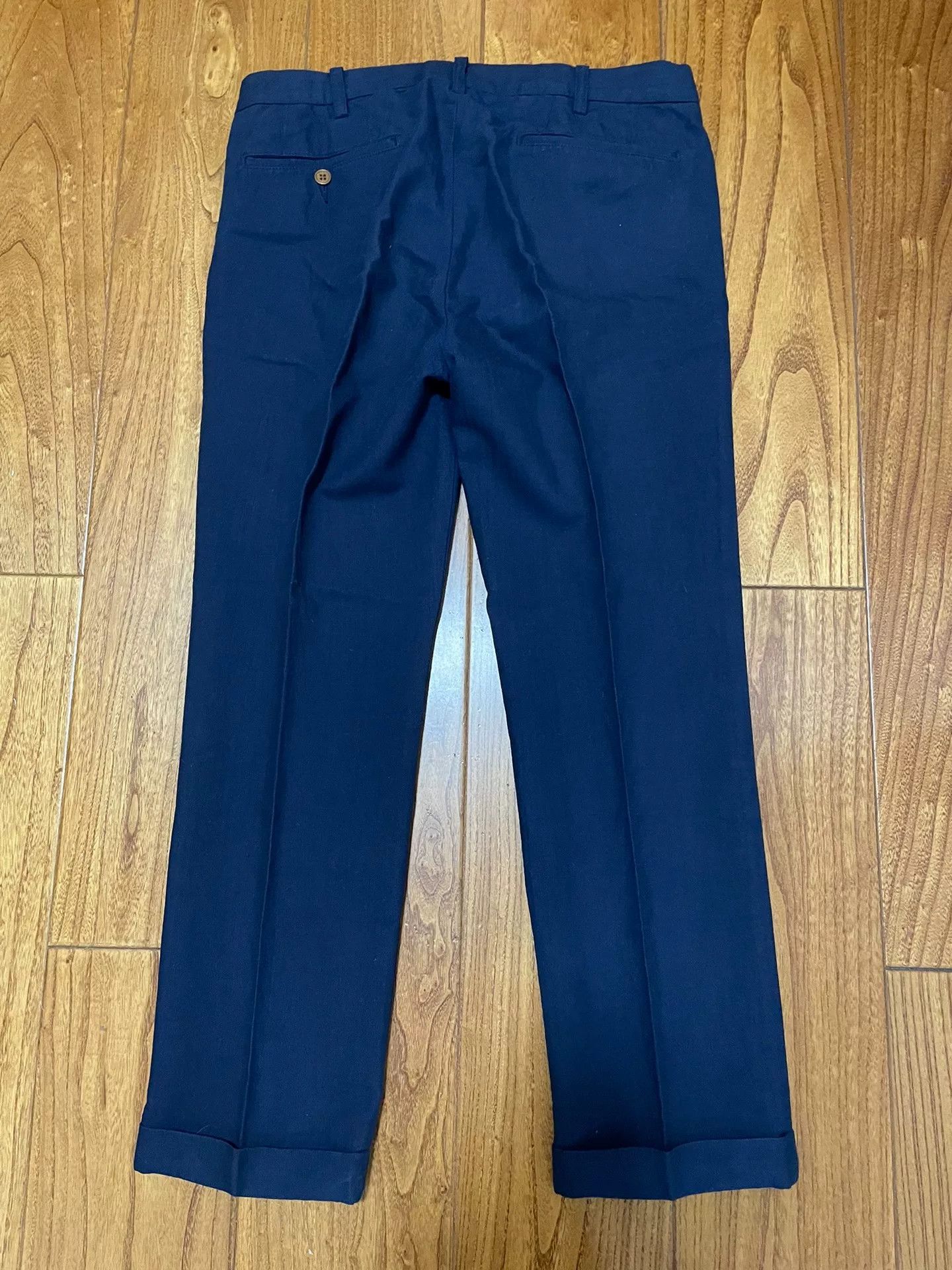 visvim high-water pleat pants in navy