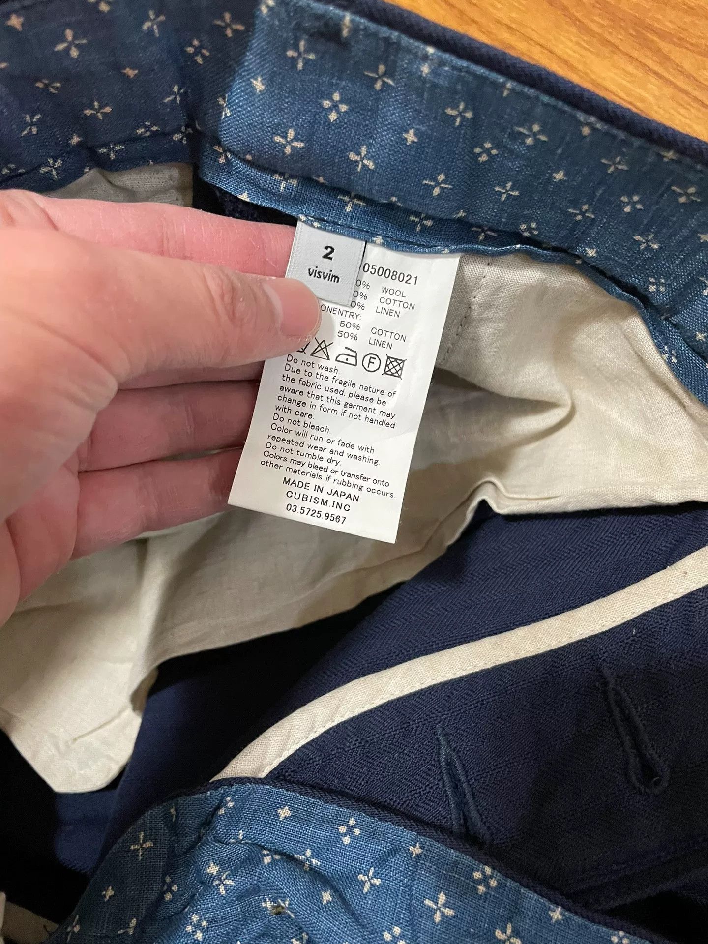 visvim high-water pleat pants in navy