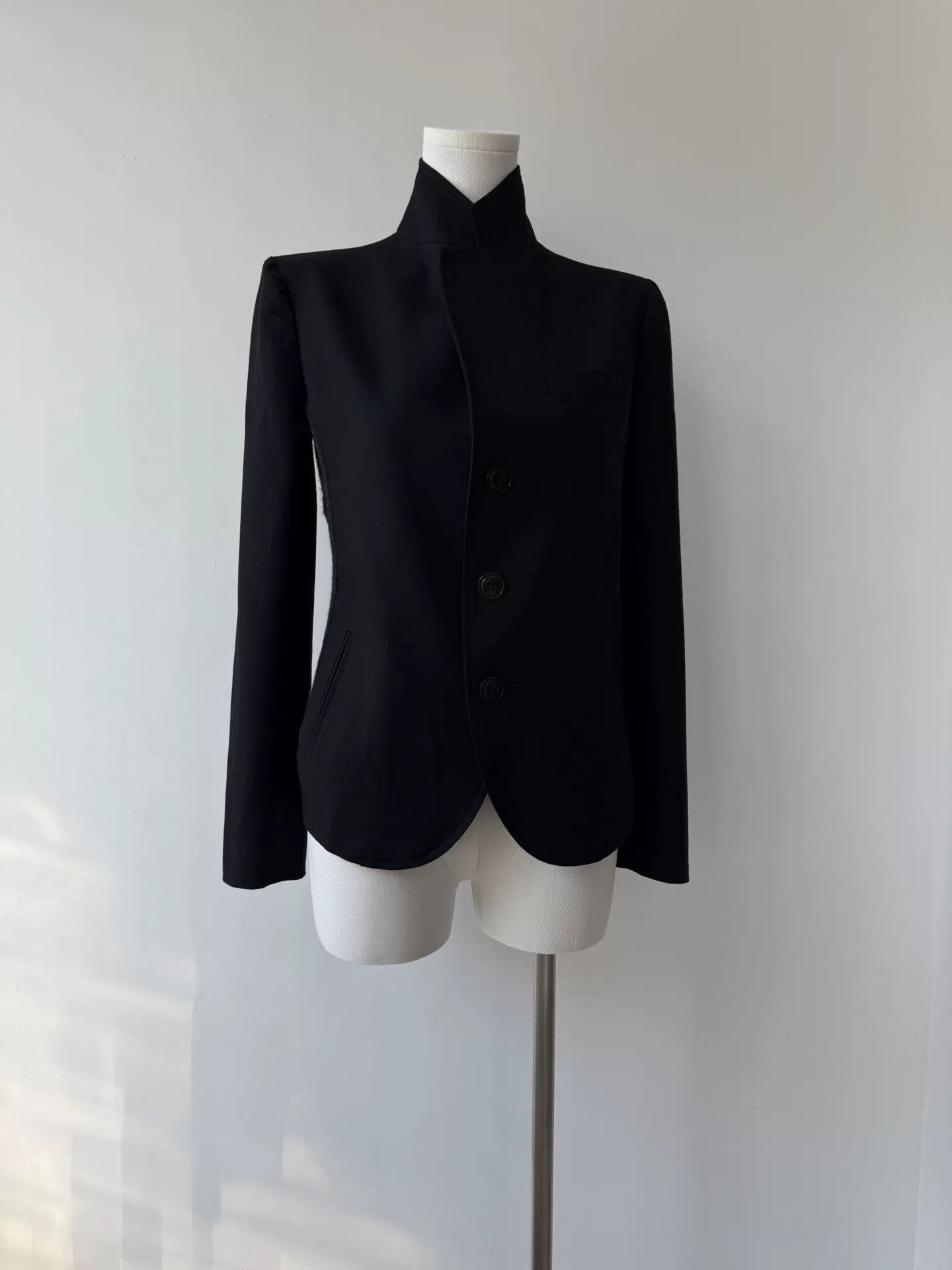 Y's minimalist black wool tailored jacket Size M / US 6-8 / IT 42-44 - 2 Thumbnail