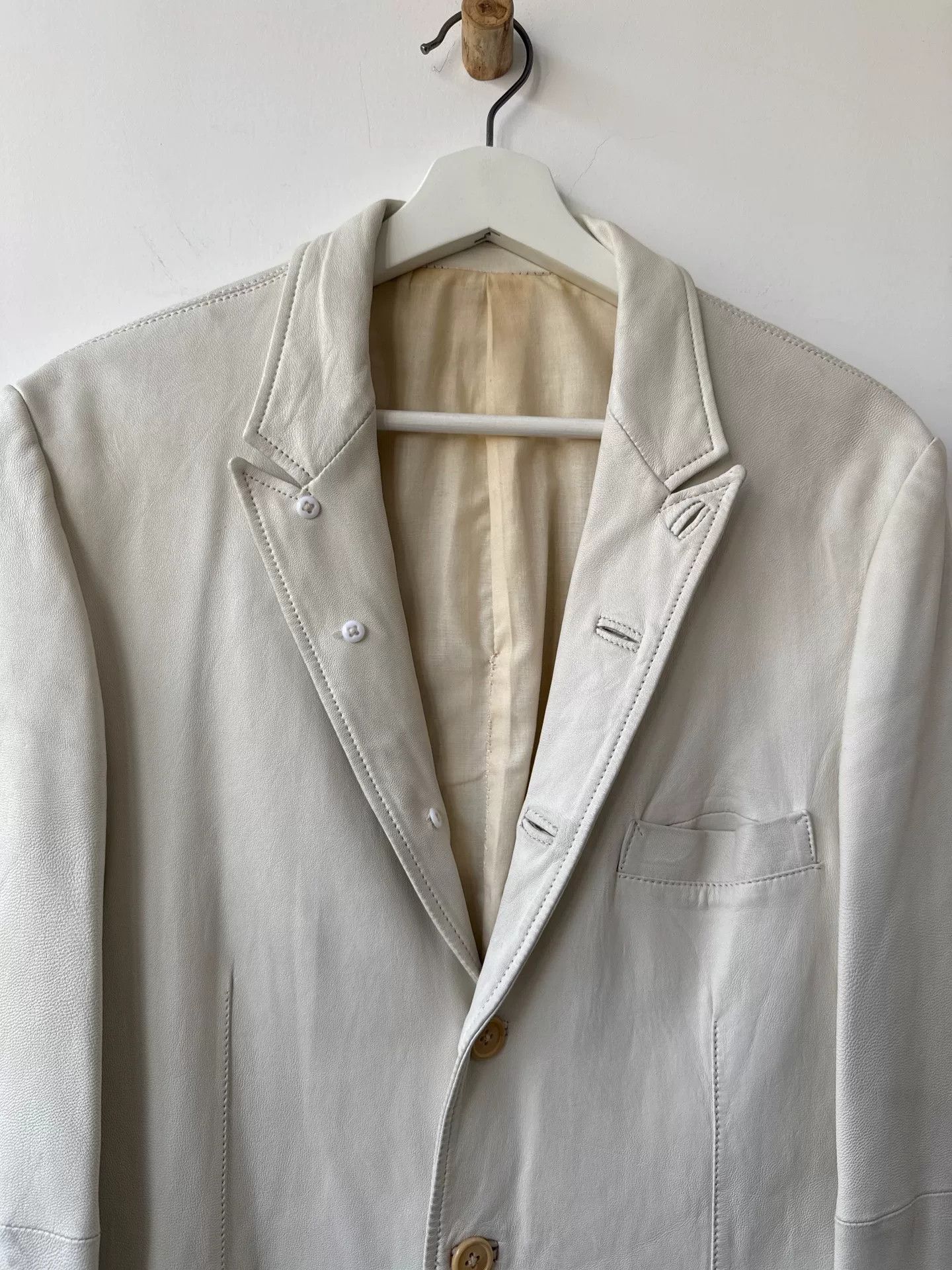 Yohji Yamamoto yohji yamamoto ivory leather suit jacket Size US M / EU 48-50 / 2 - 6 Thumbnail