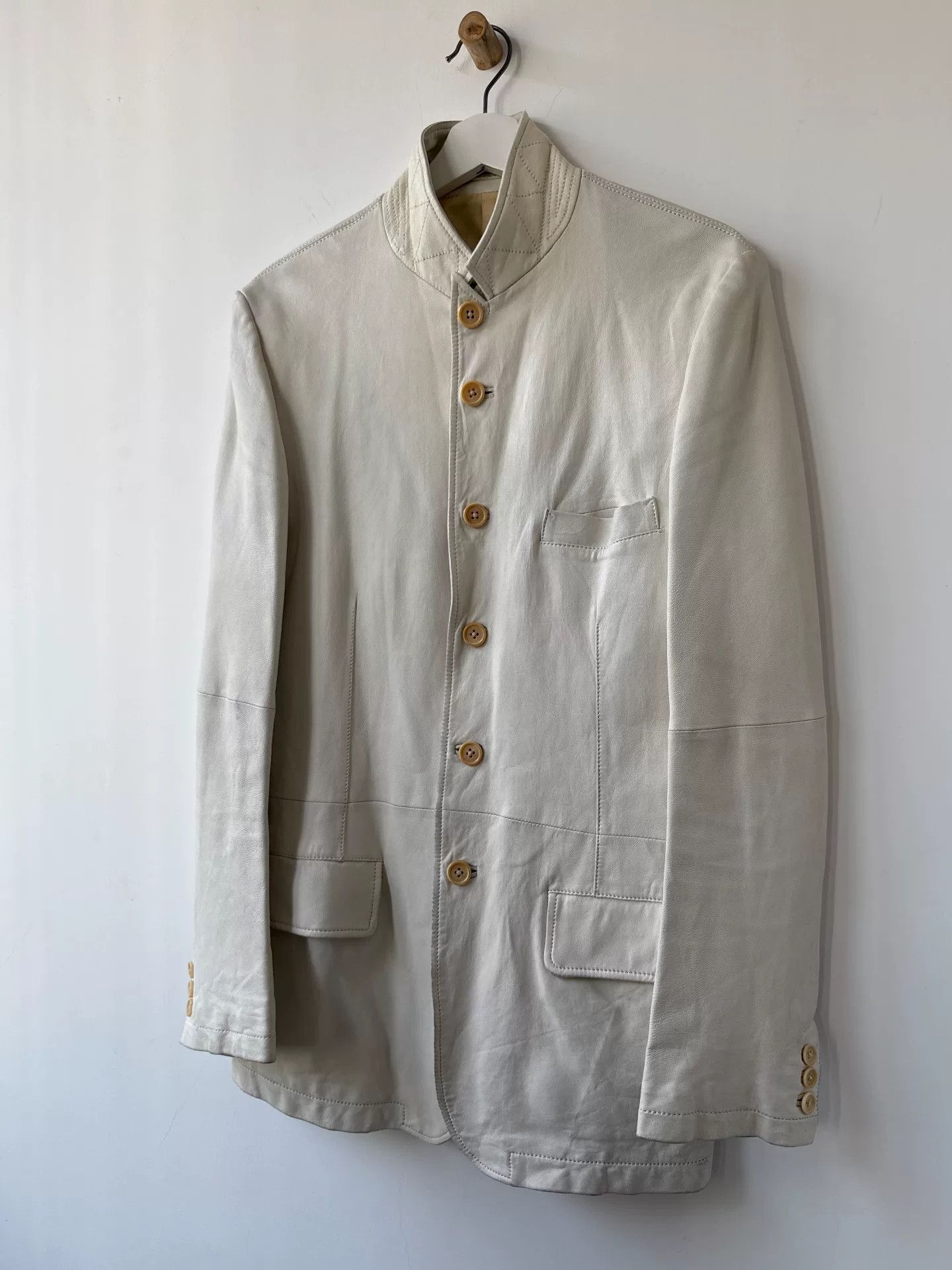 Yohji Yamamoto yohji yamamoto ivory leather suit jacket Size US M / EU 48-50 / 2 - 3 Thumbnail