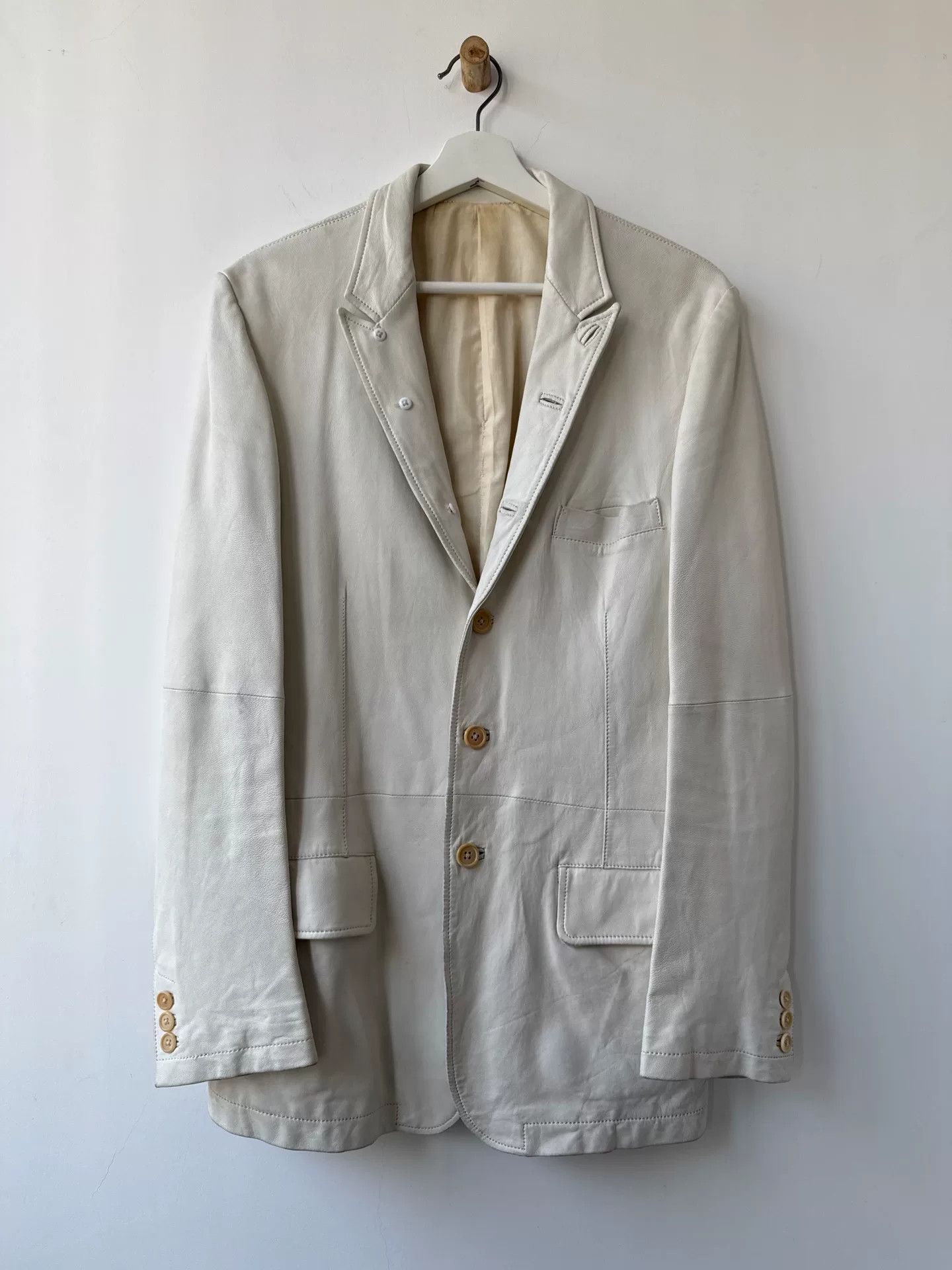 Yohji Yamamoto yohji yamamoto ivory leather suit jacket Size US M / EU 48-50 / 2 - 2 Thumbnail