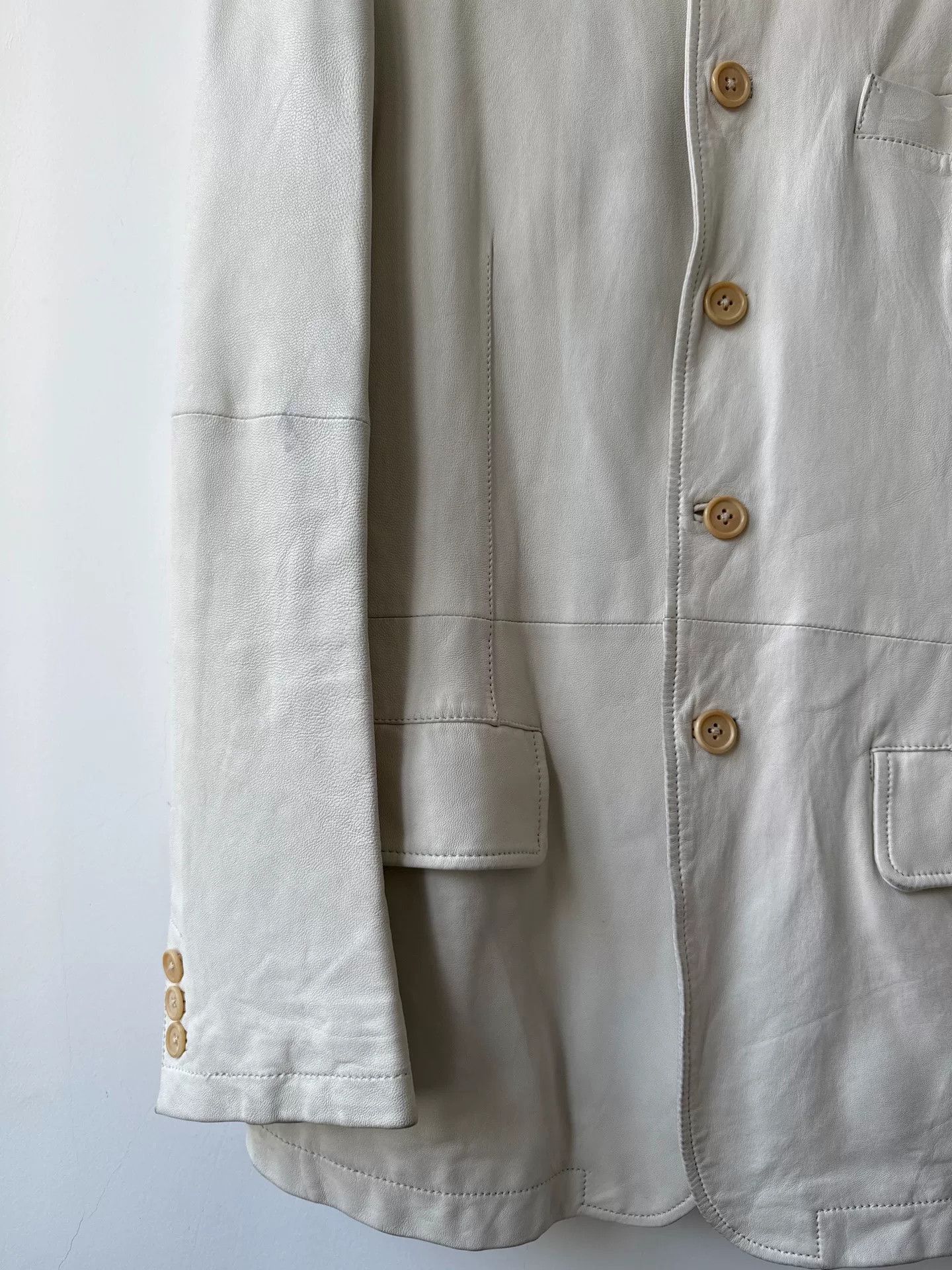 Yohji Yamamoto yohji yamamoto ivory leather suit jacket Size US M / EU 48-50 / 2 - 4 Thumbnail