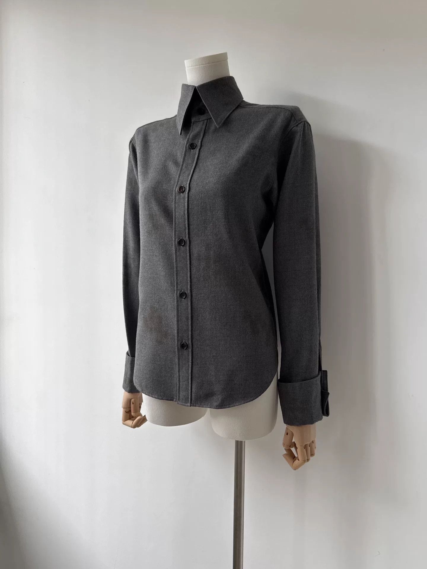 Yohji Yamamoto Yohji Yamamoto Gray Wool Plant-Dyed Shirt Size US M / EU 48-50 / 2 - 2 Thumbnail