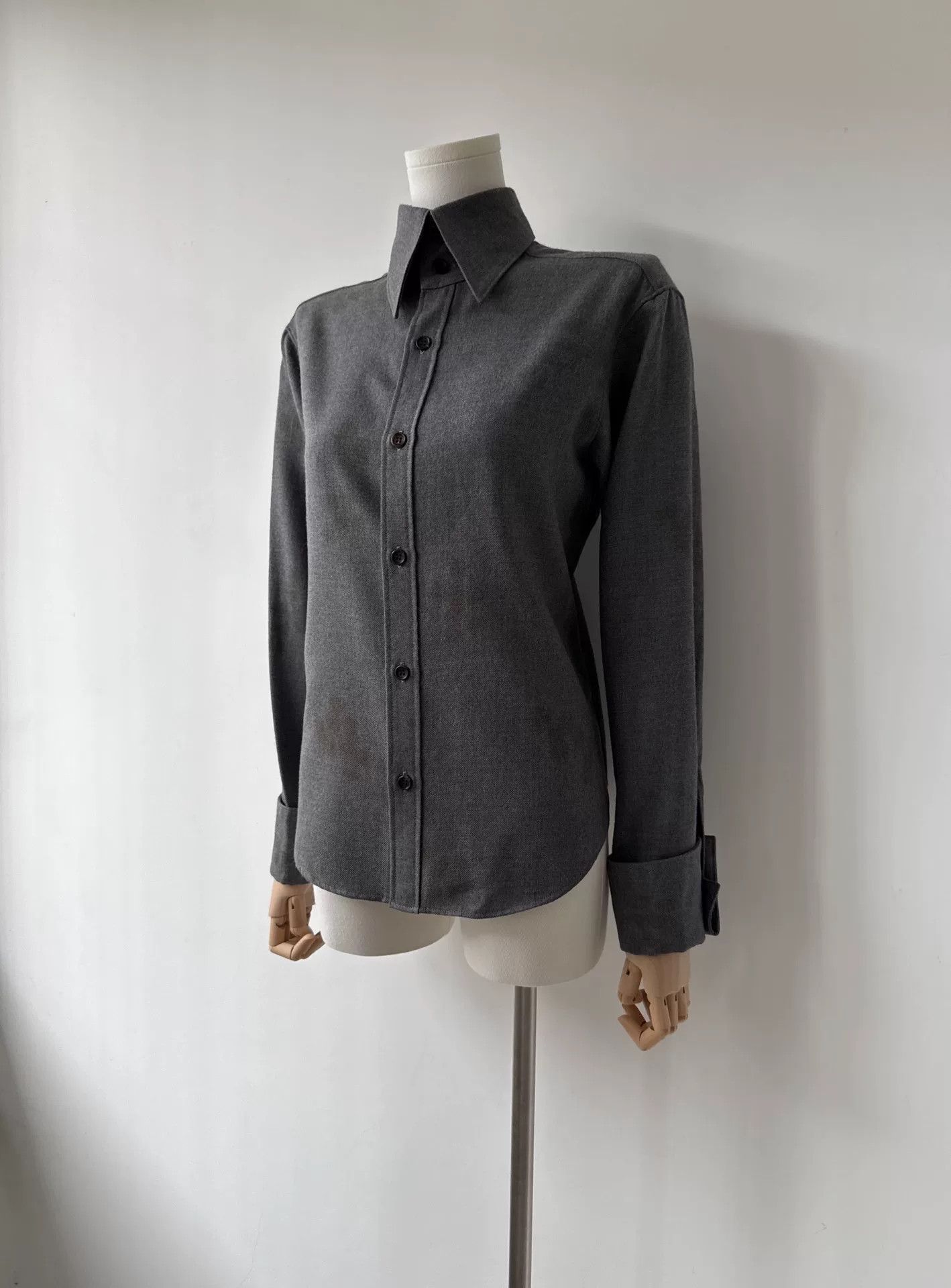 Yohji Yamamoto Yohji Yamamoto Gray Wool Plant-Dyed Shirt Size US M / EU 48-50 / 2 - 3 Thumbnail