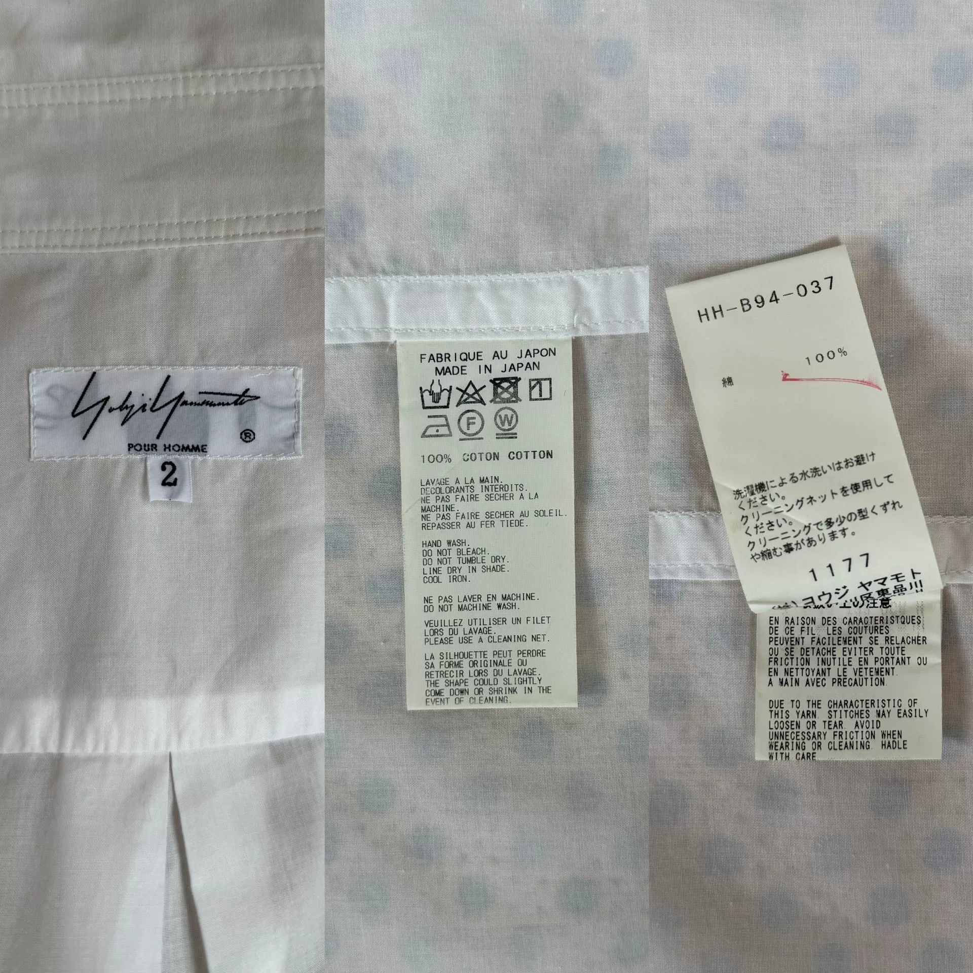 Yohji Yamamoto Yohji Yamamoto Pour Homme White Long Sleeve Shirt Size US L / EU 52-54 / 3 - 5 Thumbnail