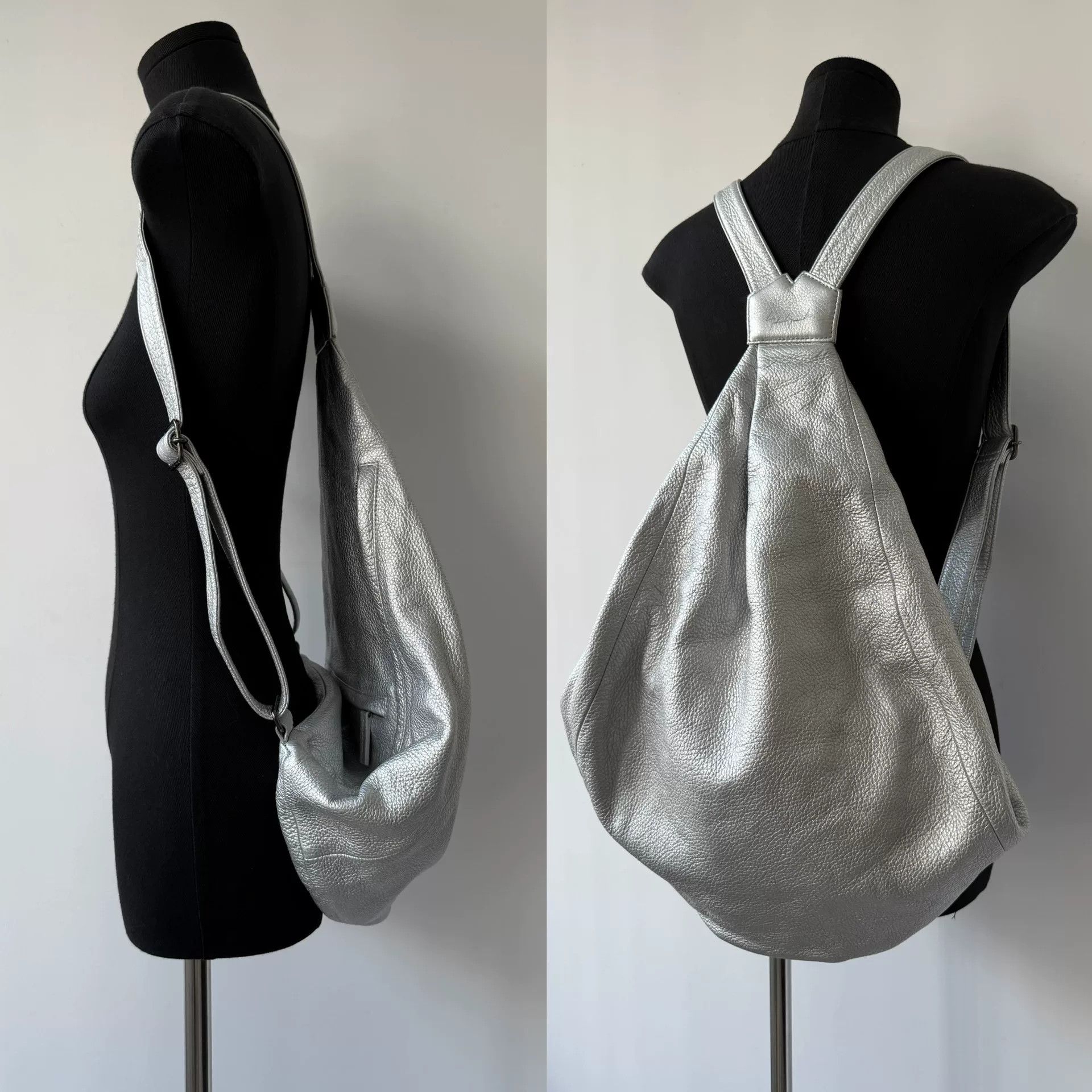 Yohji Yamamoto Yohji Yamamoto Silver Leather Backpack Size ONE SIZE - 3 Thumbnail
