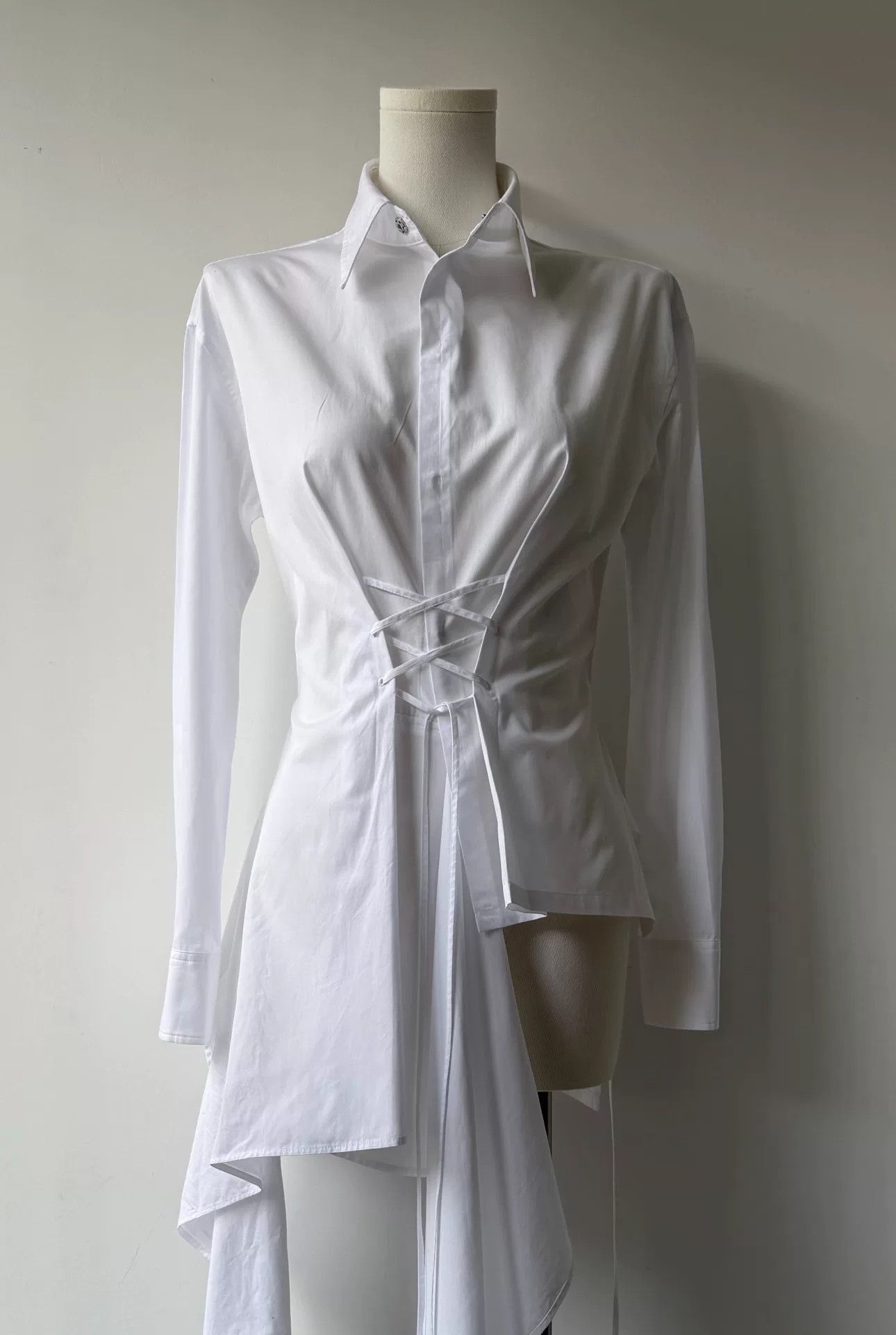 Yohji Yamamoto Yohji Yamamoto Femme White Tie Detail Shirt Size M / US 6-8 / IT 42-44 - 2 Thumbnail