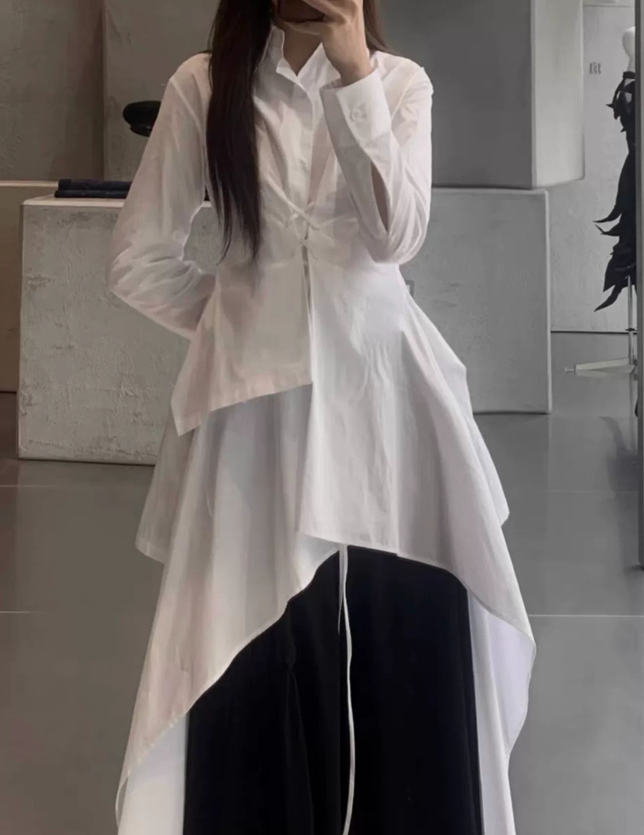 Yohji Yamamoto Yohji Yamamoto Femme White Tie Detail Shirt Size M / US 6-8 / IT 42-44 - 8 Thumbnail