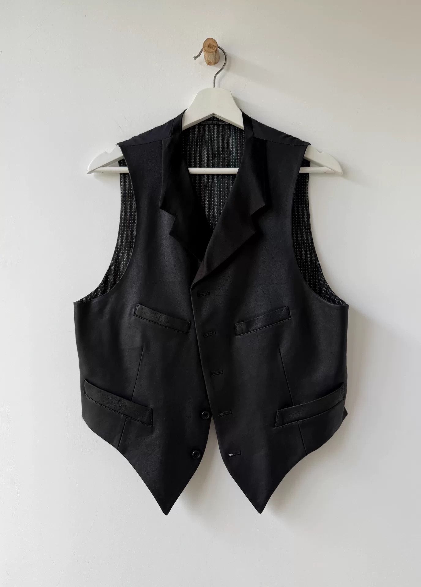 Yohji Yamamoto Yohji Yamamoto Black Leather Vest Size US M / EU 48-50 / 2 - 2 Thumbnail