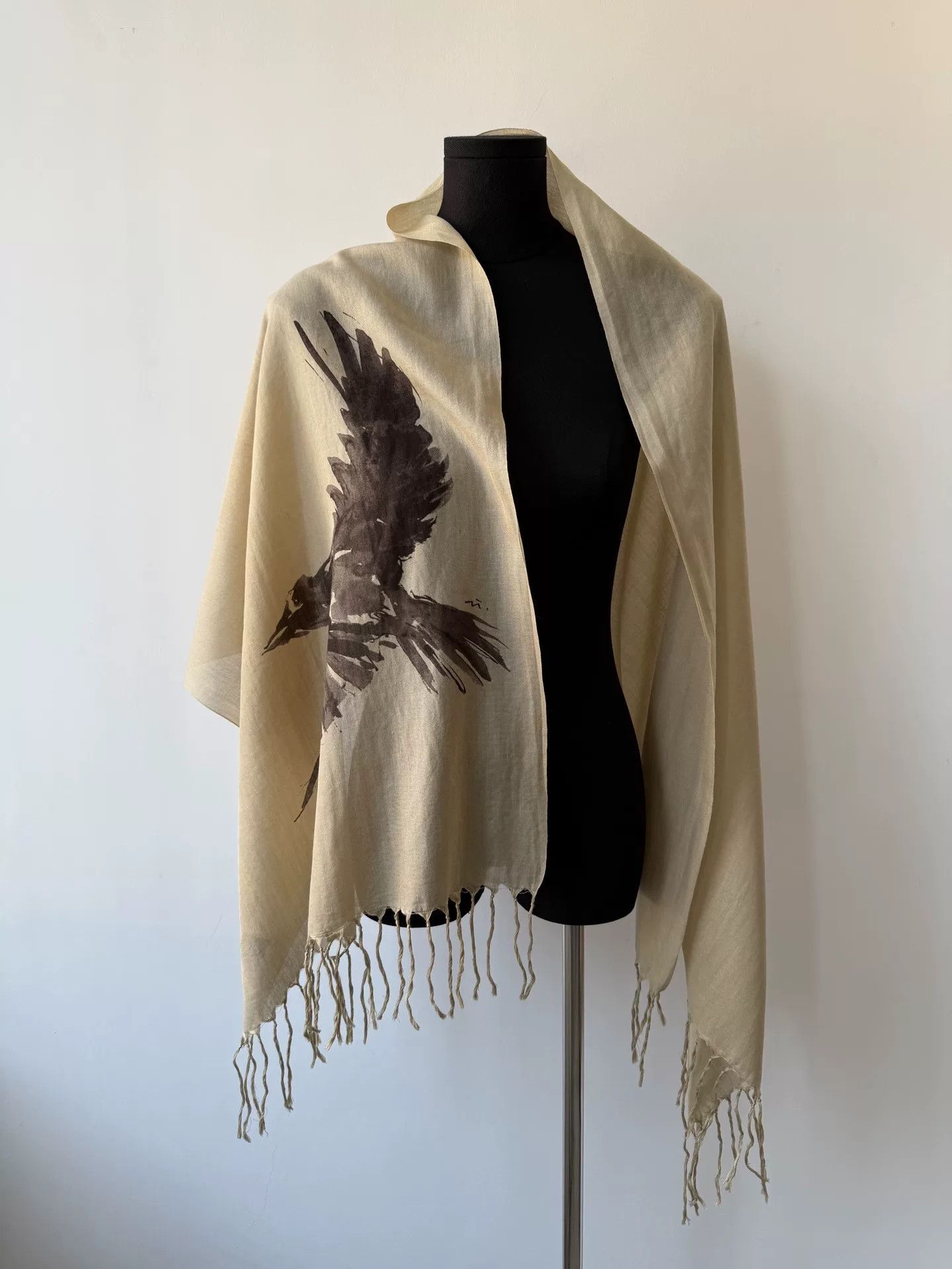 Y's black crow ink scarf from yohji yamamoto Size ONE SIZE - 7 Thumbnail
