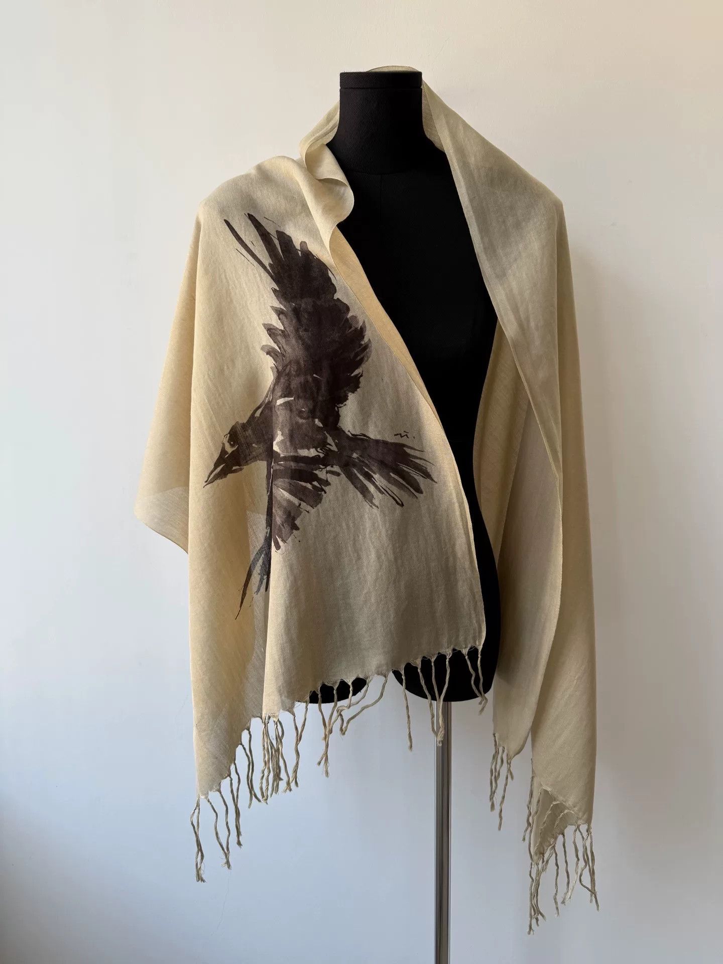 Y's black crow ink scarf from yohji yamamoto Size ONE SIZE - 3 Thumbnail