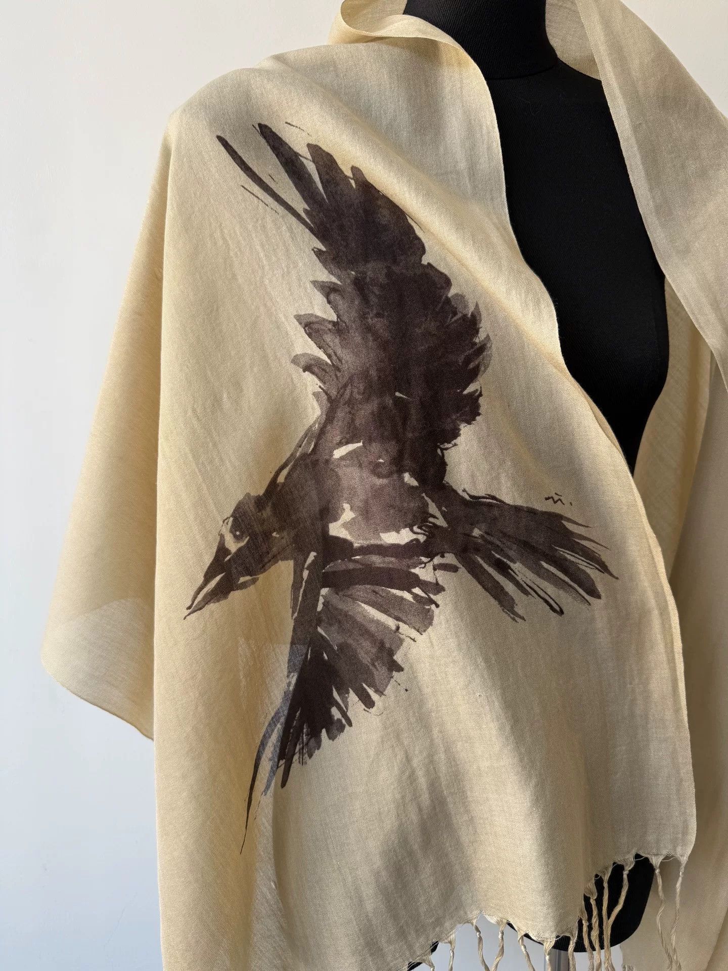 Y's black crow ink scarf from yohji yamamoto Size ONE SIZE - 2 Thumbnail