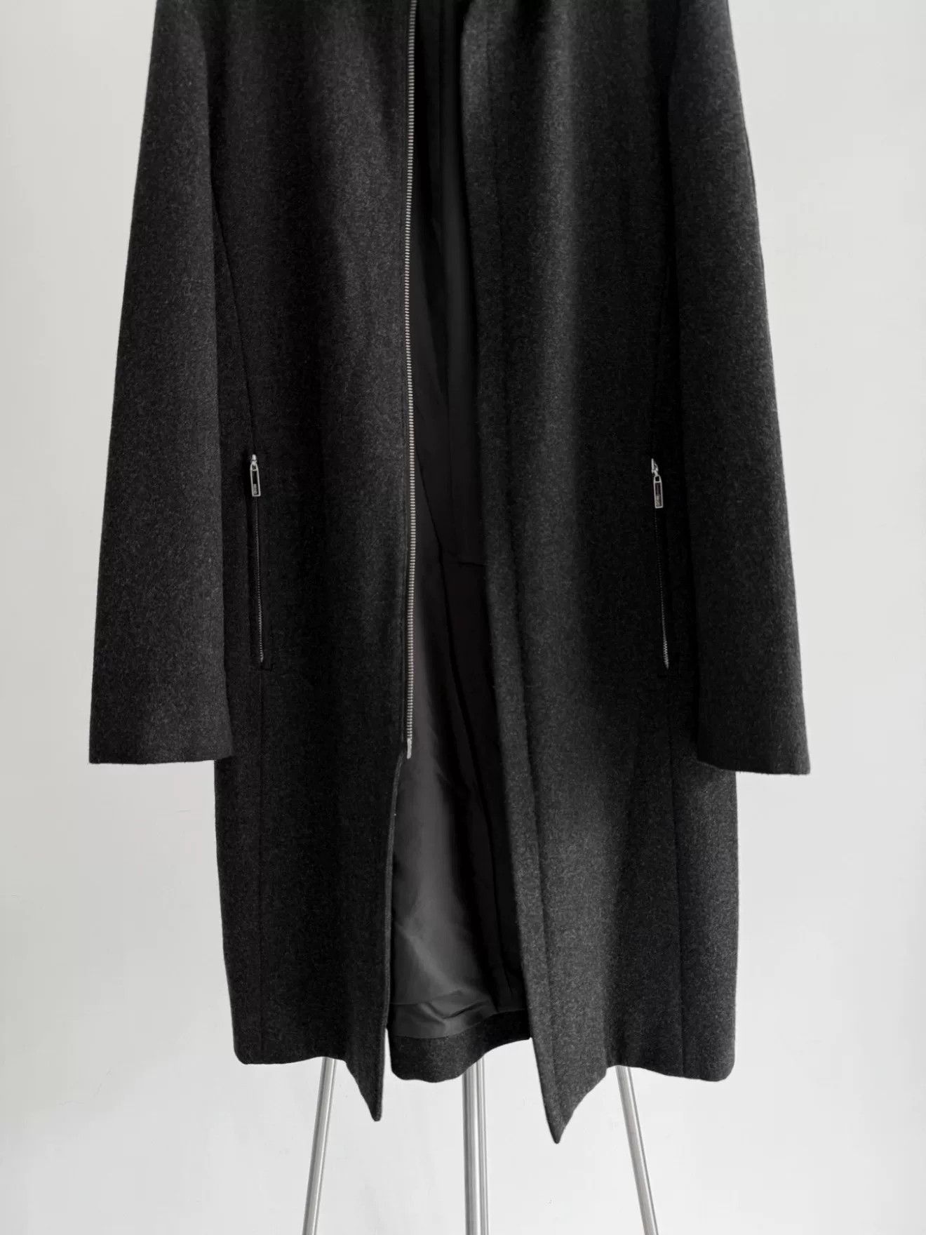 Jean Paul Gaultier Jean Paul Gaultier Charcoal Wool Zip Coat Size US L / EU 52-54 / 3 - 3 Thumbnail