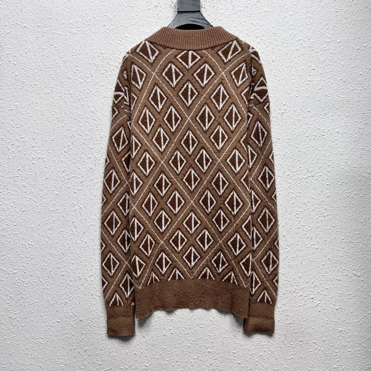 Dior dior ss22 diamond pattern brown cashmere sweater Size S / US 4 / IT 40 - 2 Thumbnail