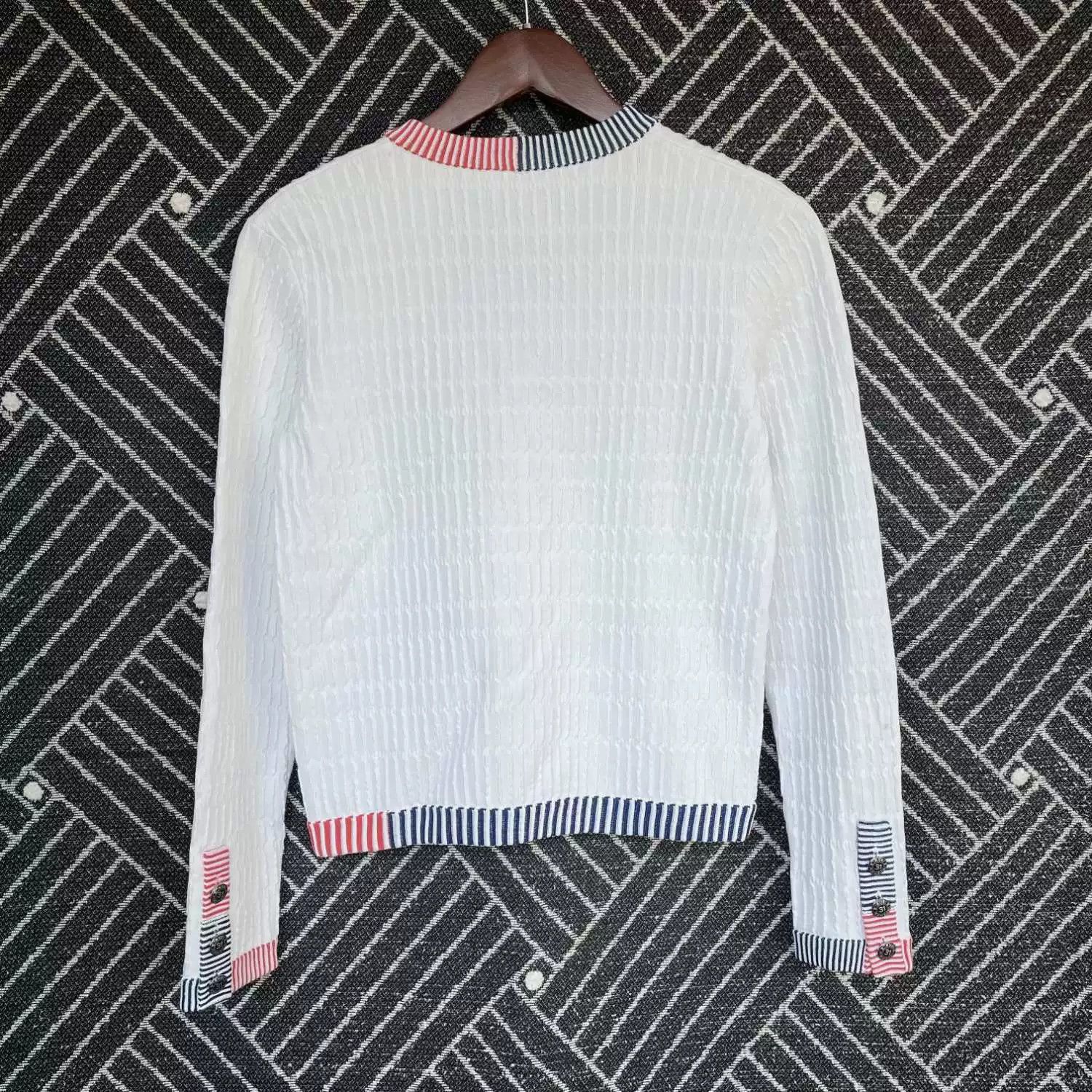 Chanel white striped knit cardigan by Chanel Size S / US 4 / IT 40 - 2 Thumbnail