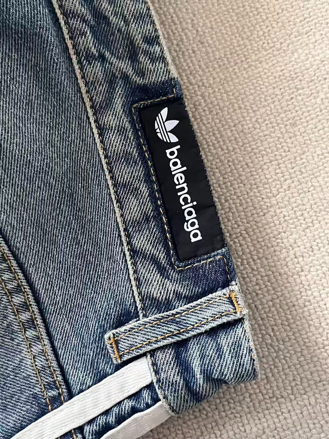 Balenciaga balenciaga x adidas striped denim pants Size US 27 - 3 Thumbnail