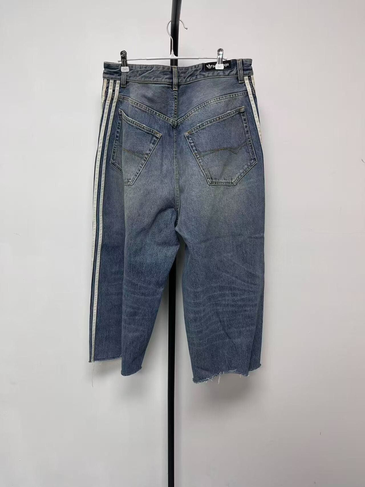 Balenciaga balenciaga x adidas striped denim pants Size US 27 - 2 Thumbnail
