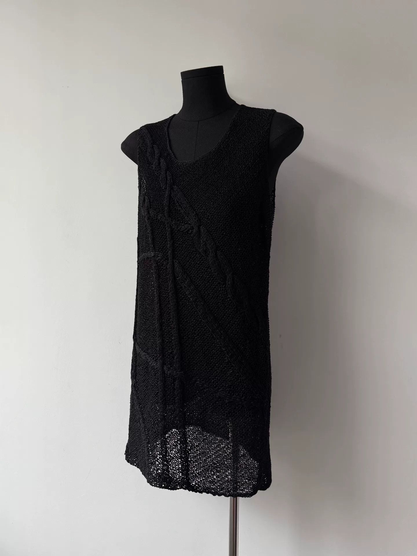 Y's asymmetrical black cotton sleeveless dress Size M / US 6-8 / IT 42-44 - 3 Thumbnail