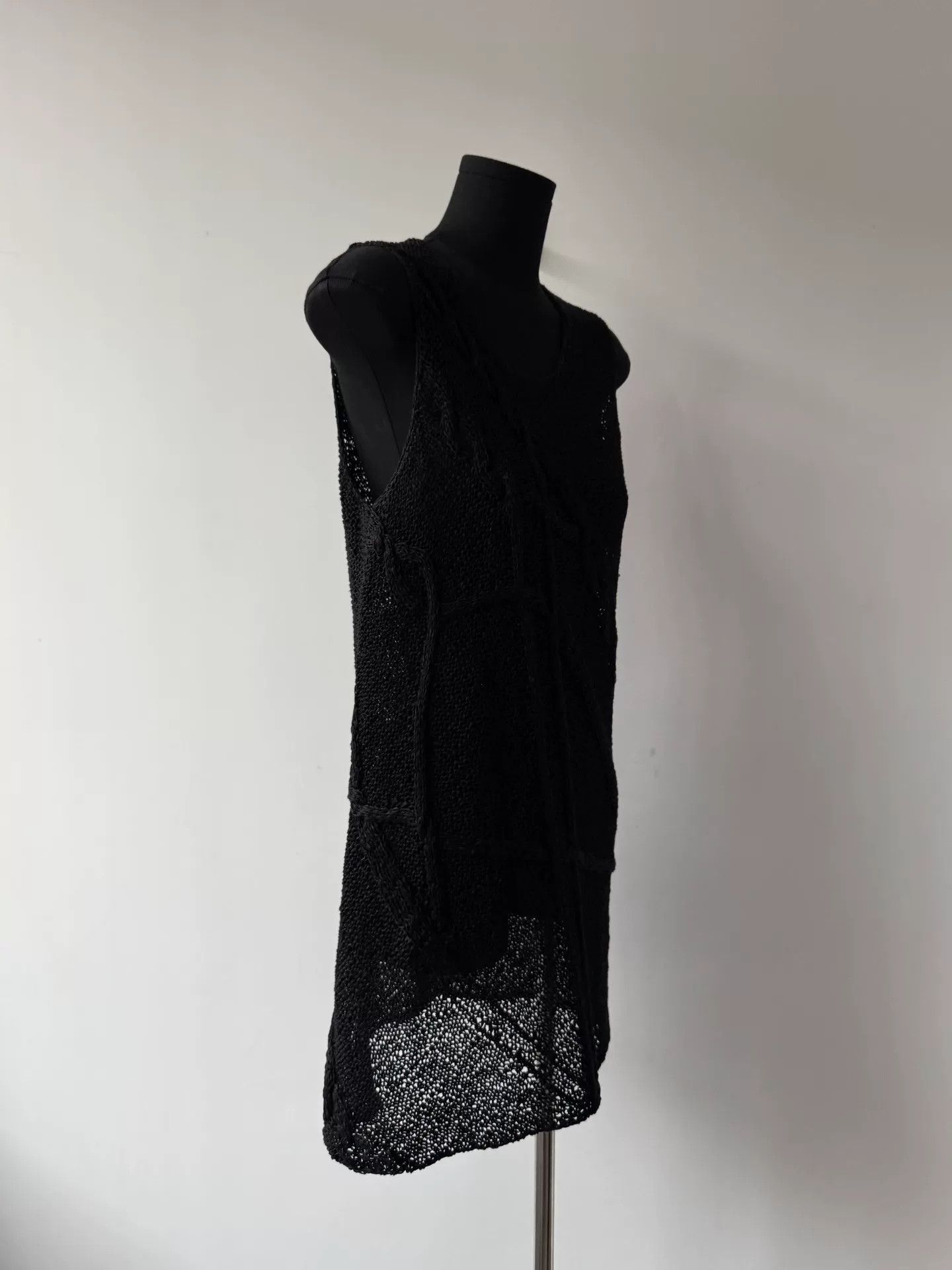 Y's asymmetrical black cotton sleeveless dress Size M / US 6-8 / IT 42-44 - 2 Thumbnail