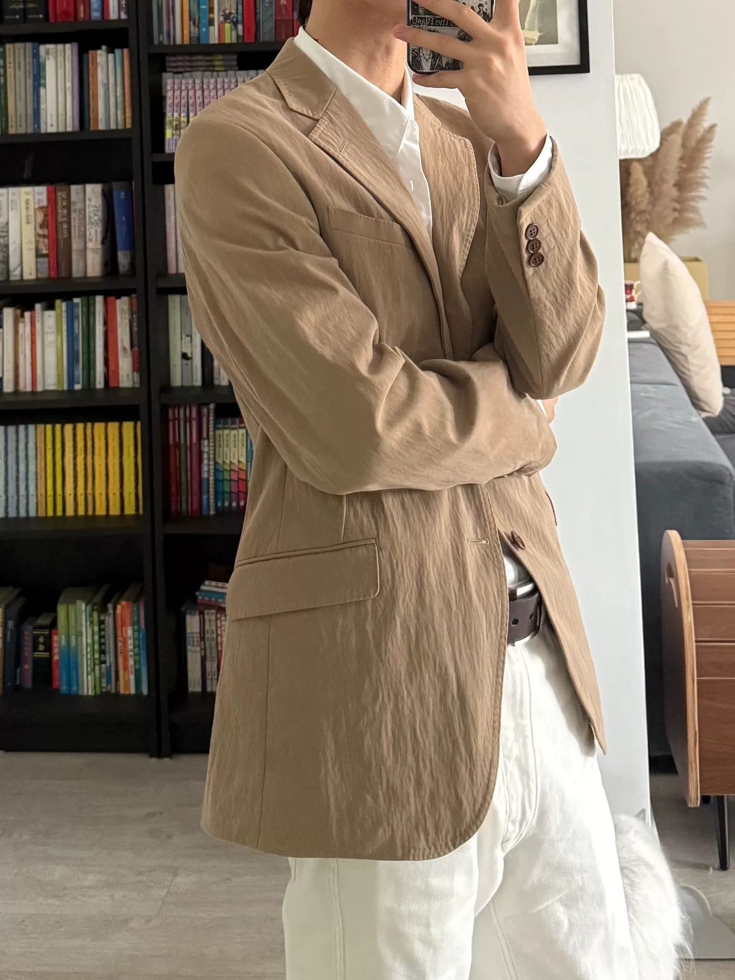 Yohji Yamamoto Yohji Yamamoto Textured Beige Blazer Jacket Size US L / EU 52-54 / 3 - 3 Thumbnail