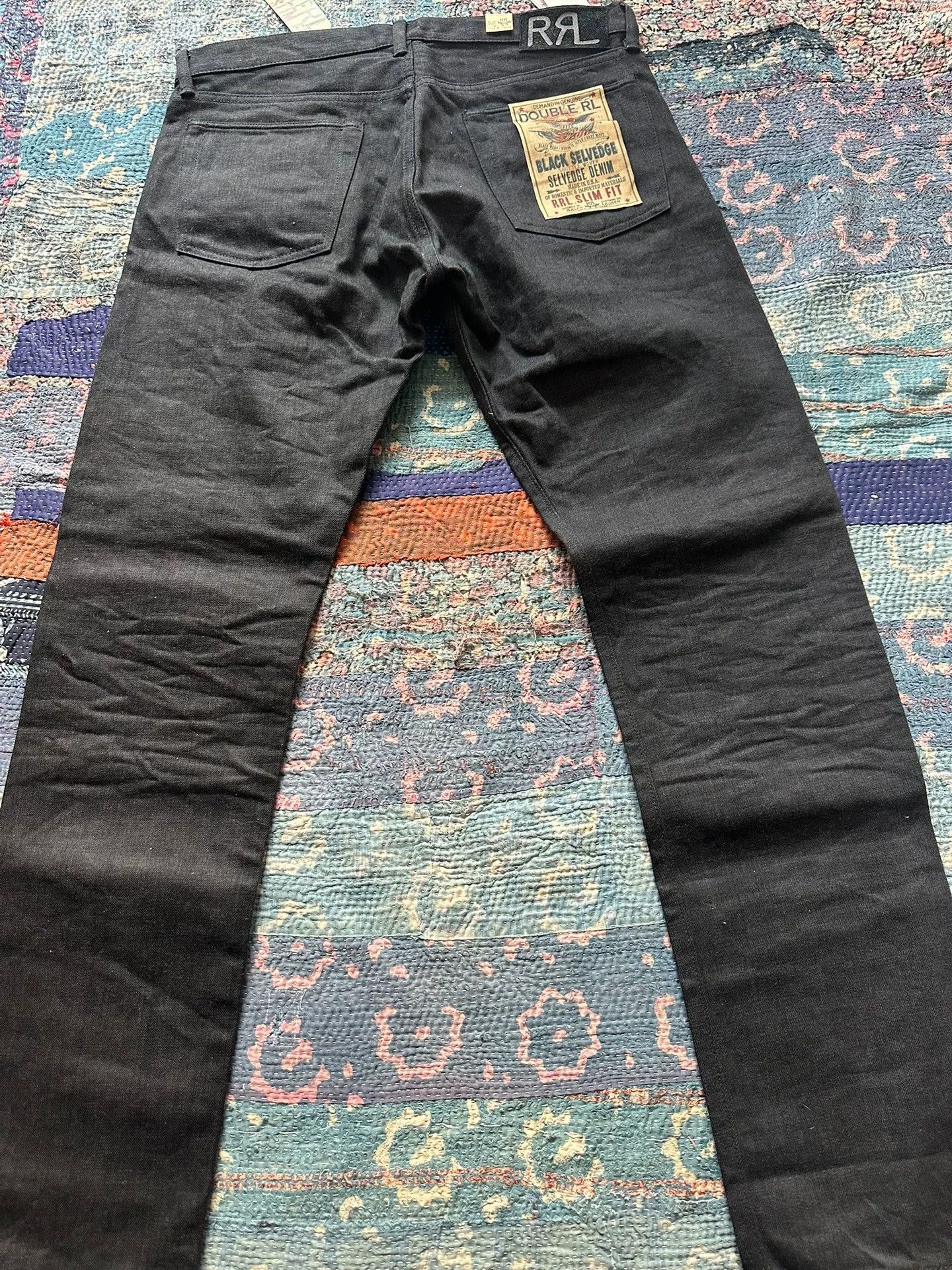 RRL Ralph Lauren rrl vintage distressed black denim pants Size US 34 / EU 50 - 2 Thumbnail