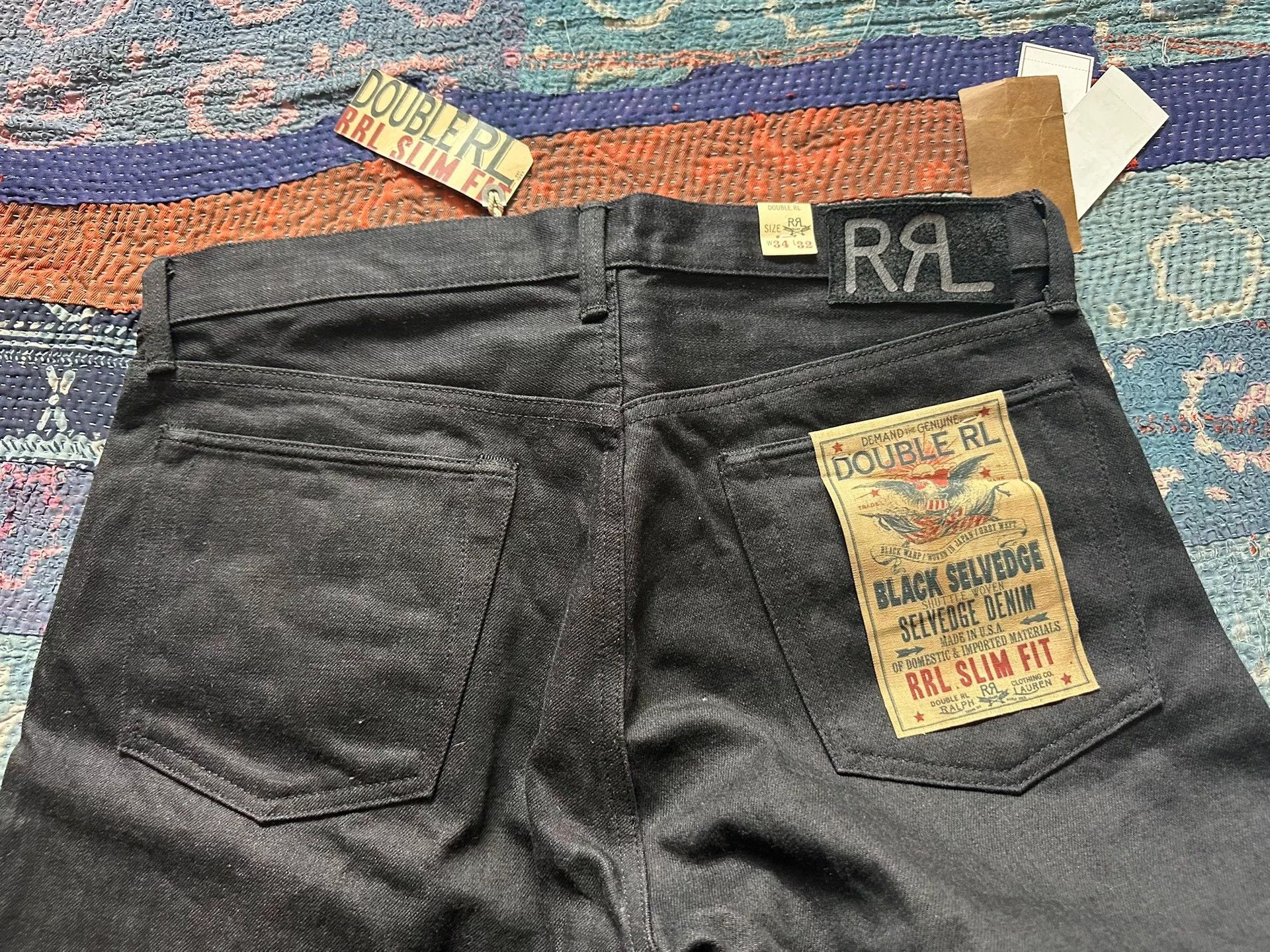 RRL Ralph Lauren rrl vintage distressed black denim pants Size US 34 / EU 50 - 5 Thumbnail