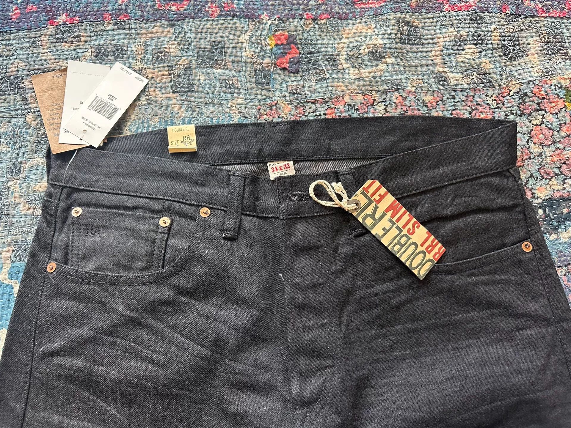RRL Ralph Lauren rrl vintage distressed black denim pants Size US 34 / EU 50 - 3 Thumbnail