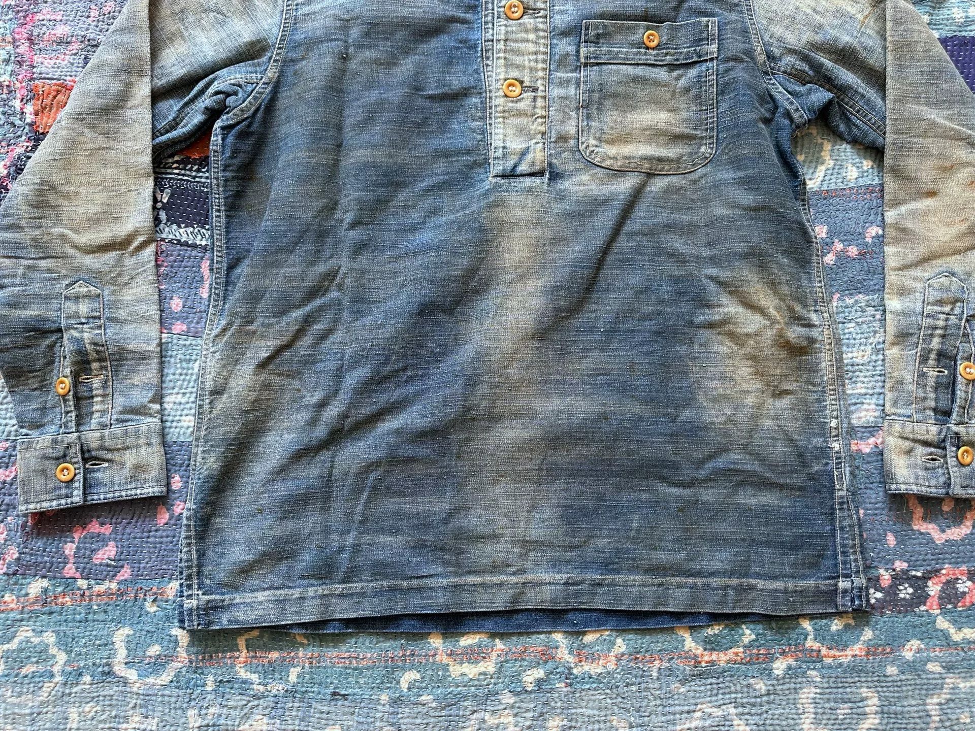 RRL Ralph Lauren vintage washed denim pullover shirt Size US M / EU 48-50 / 2 - 4 Thumbnail