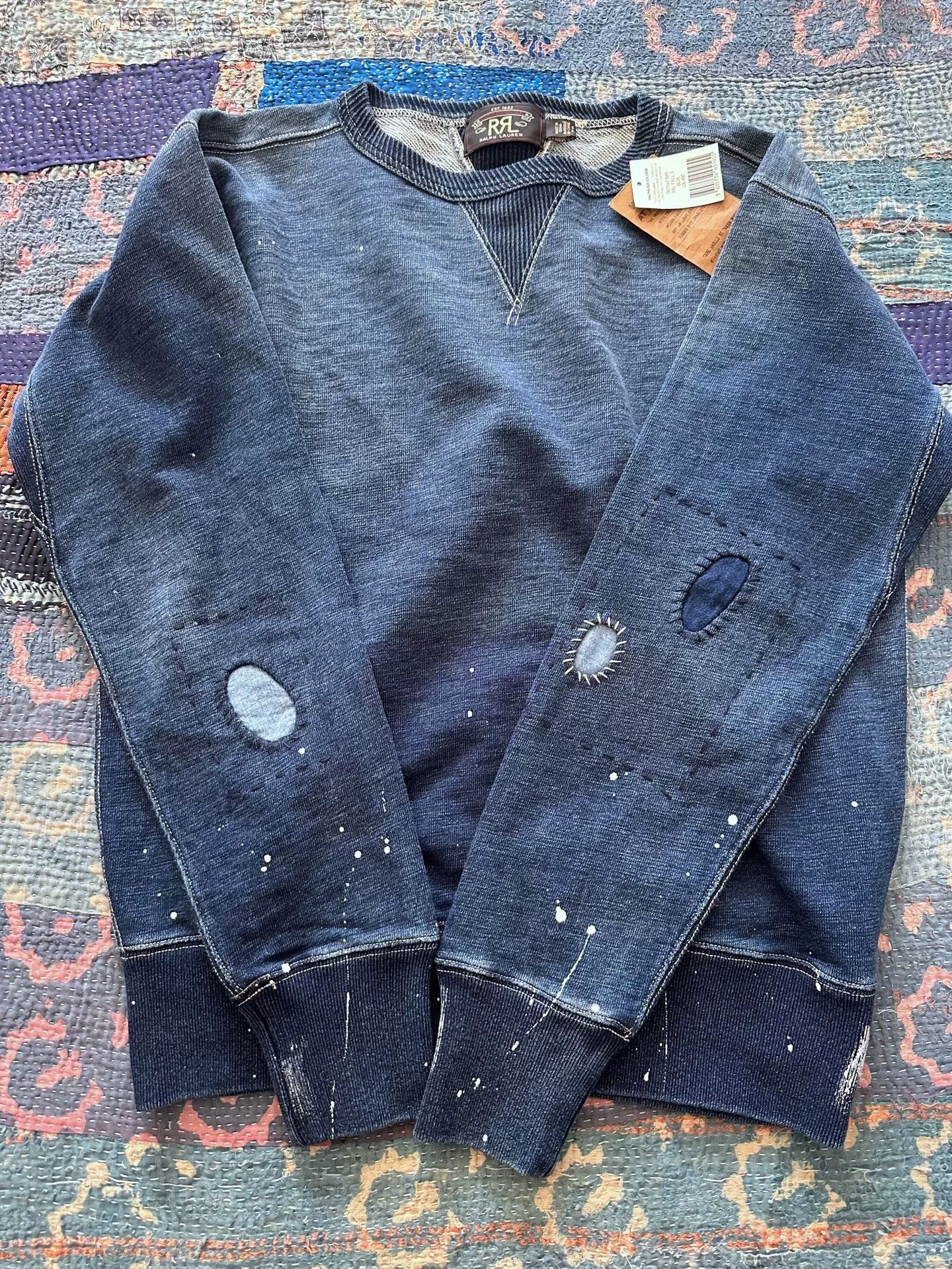 RRL Ralph Lauren rrl patchwork splash paint sweatshirt Size US S / EU 44-46 / 1 - 5 Thumbnail
