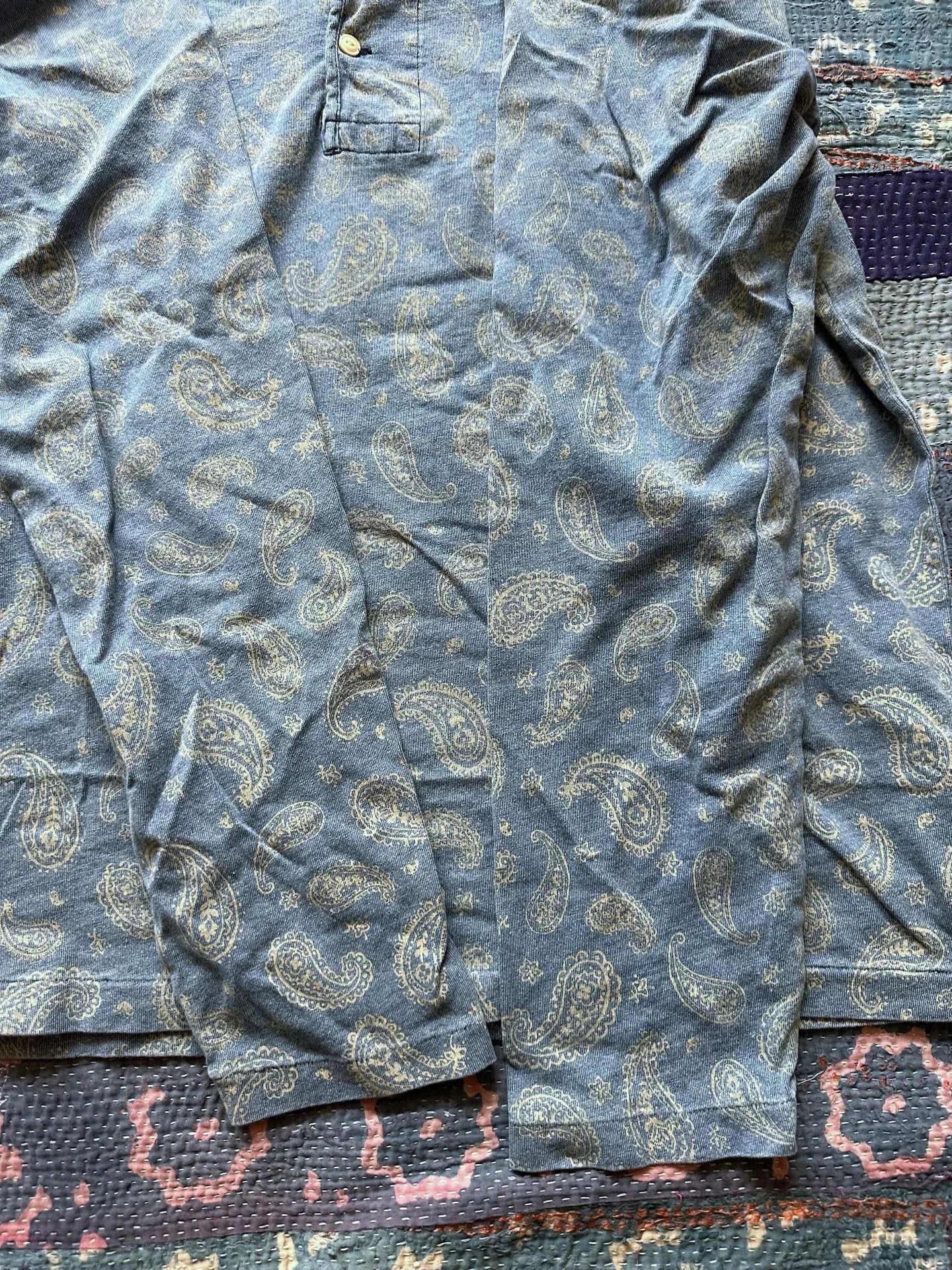 RRL Ralph Lauren rrl indigo dyed paisley long sleeve tee Size US XL / EU 56 / 4 - 5 Thumbnail