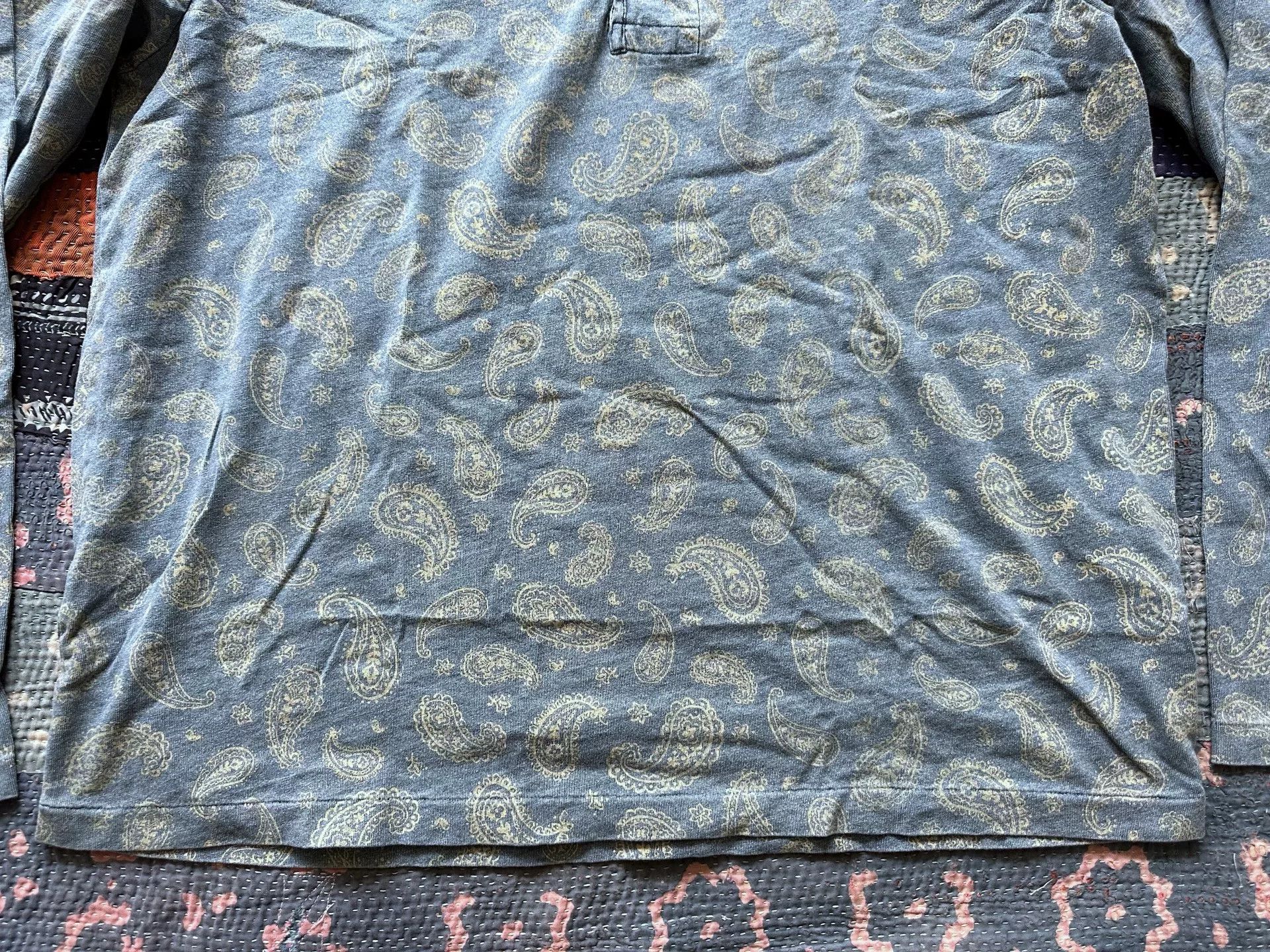 RRL Ralph Lauren rrl indigo dyed paisley long sleeve tee Size US XL / EU 56 / 4 - 4 Thumbnail
