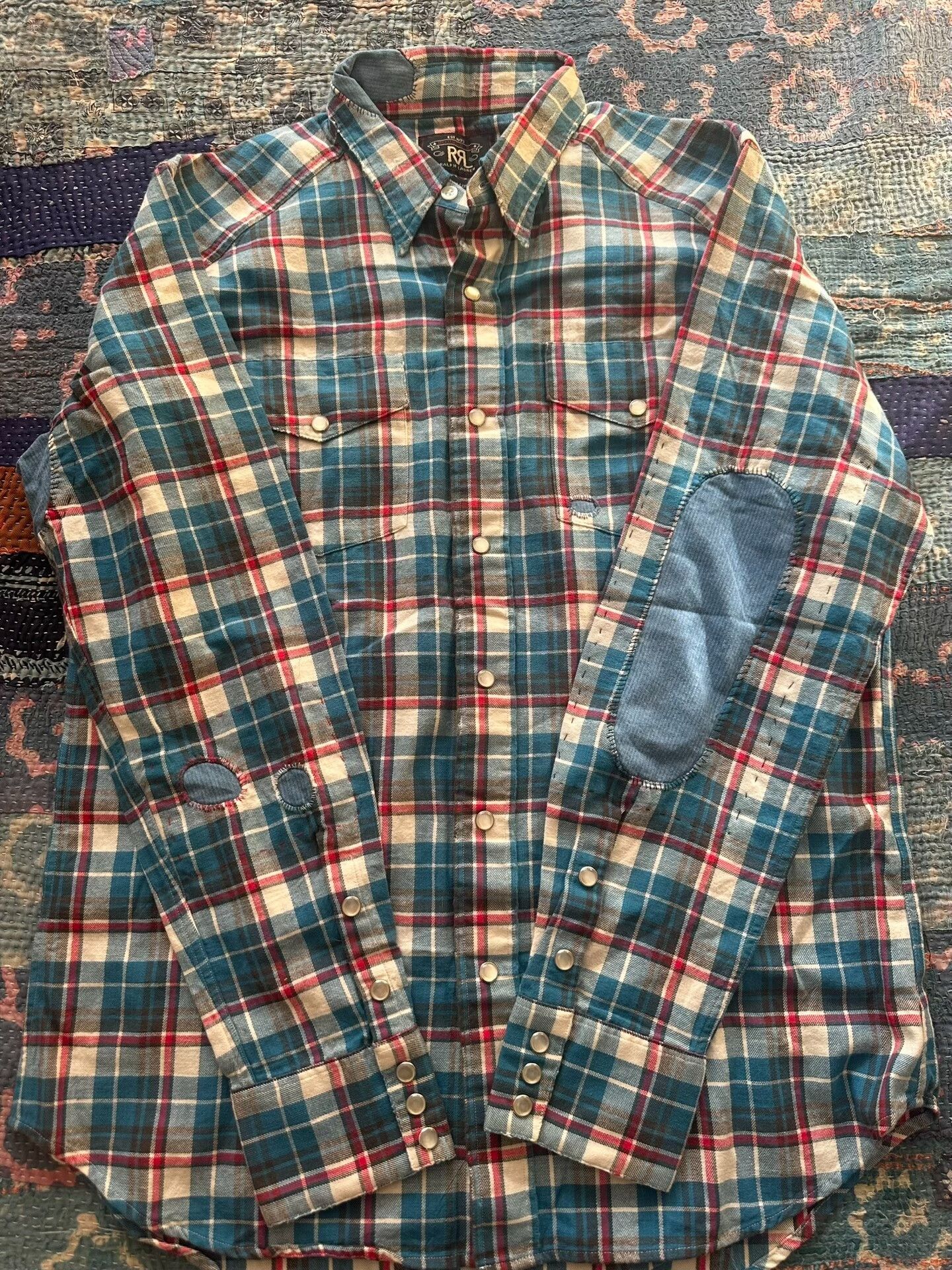 RRL Ralph Lauren vintage plaid patchwork work shirt Size US M / EU 48-50 / 2 - 5 Thumbnail