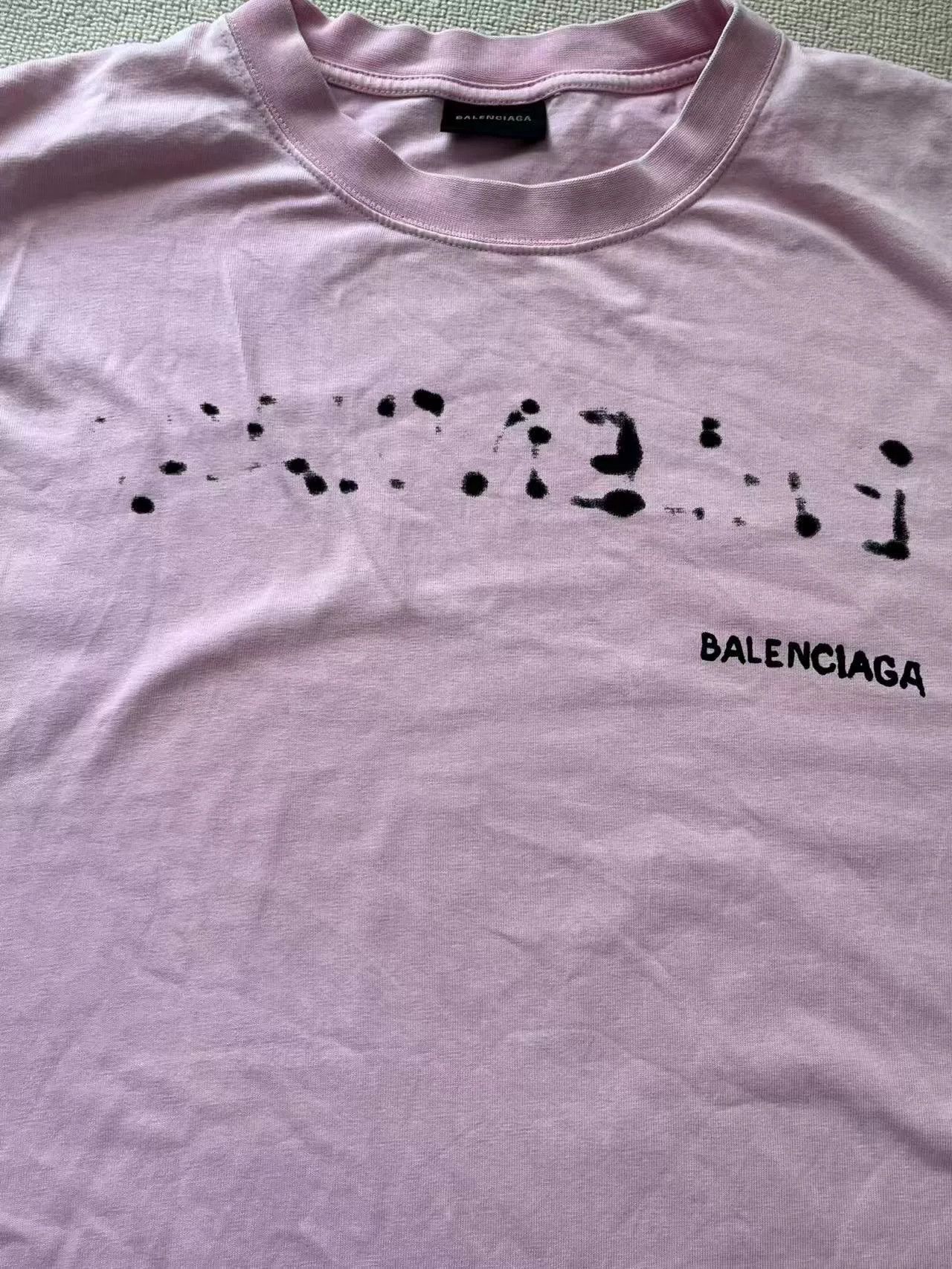 Balenciaga Balenciaga Pink Letter Print Short Sleeve T-Shirt Size L / US 10 / IT 46 - 3 Thumbnail