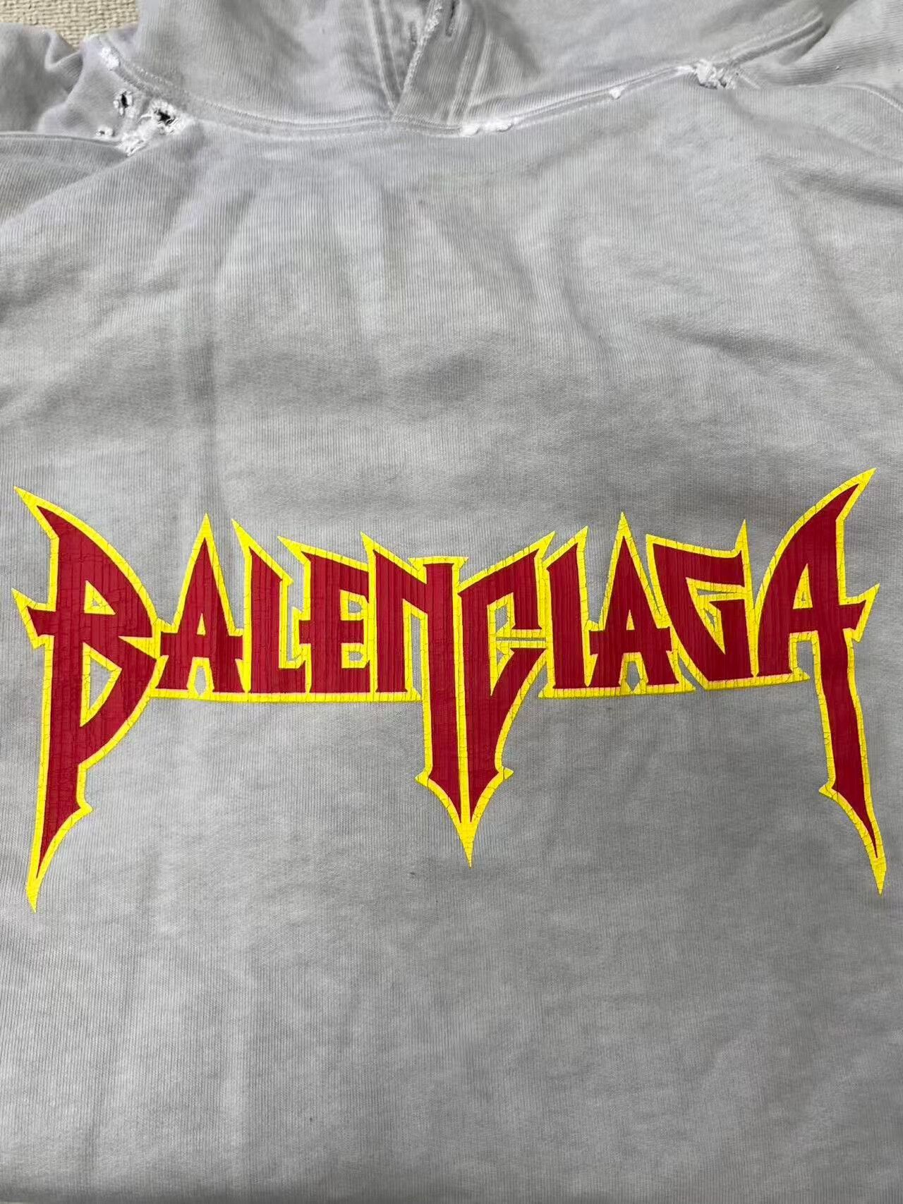 Balenciaga balenciaga gray logo print hoodie for men Size US L / EU 52-54 / 3 - 3 Thumbnail