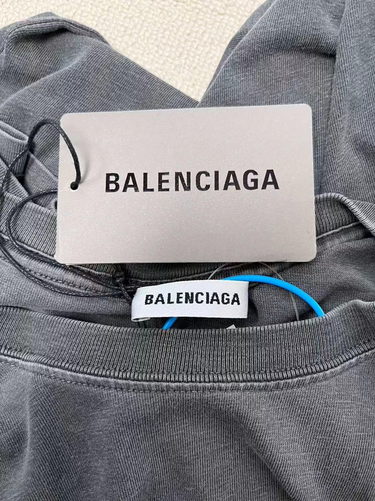 Balenciaga Balenciaga Logo Print Gray Short Sleeve T-Shirt Size L / US 10 / IT 46 - 4 Thumbnail